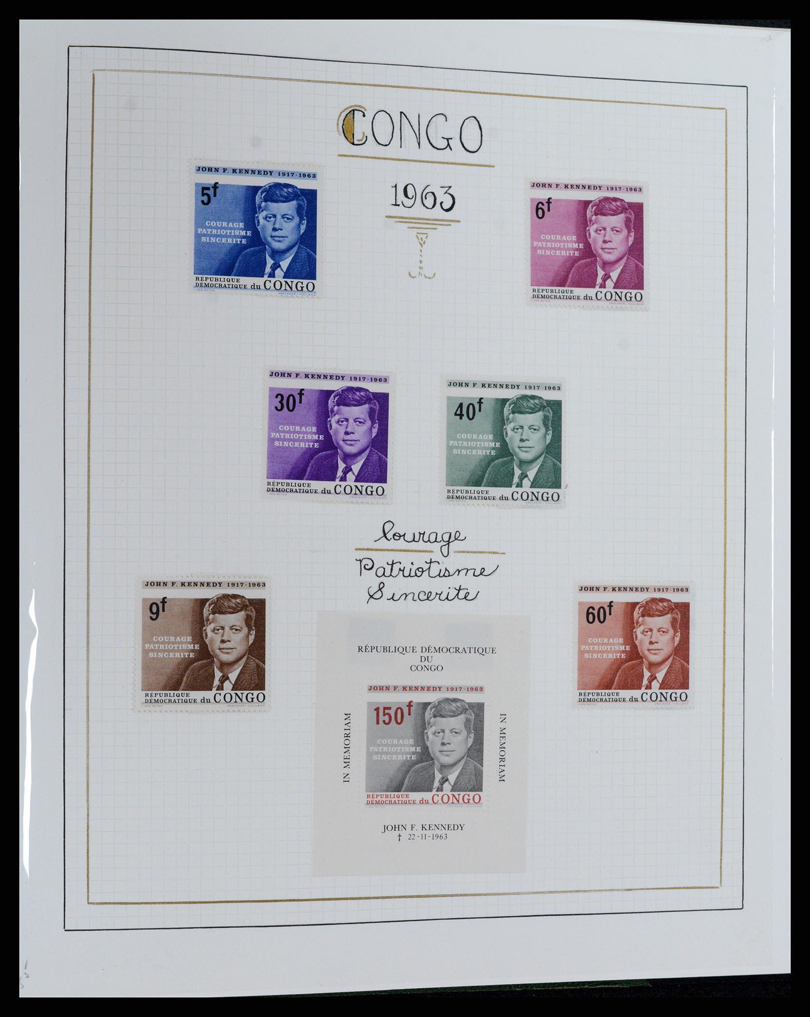 37768 120 - Postzegelverzameling 37768 Motief Kennedy 1963-1966.