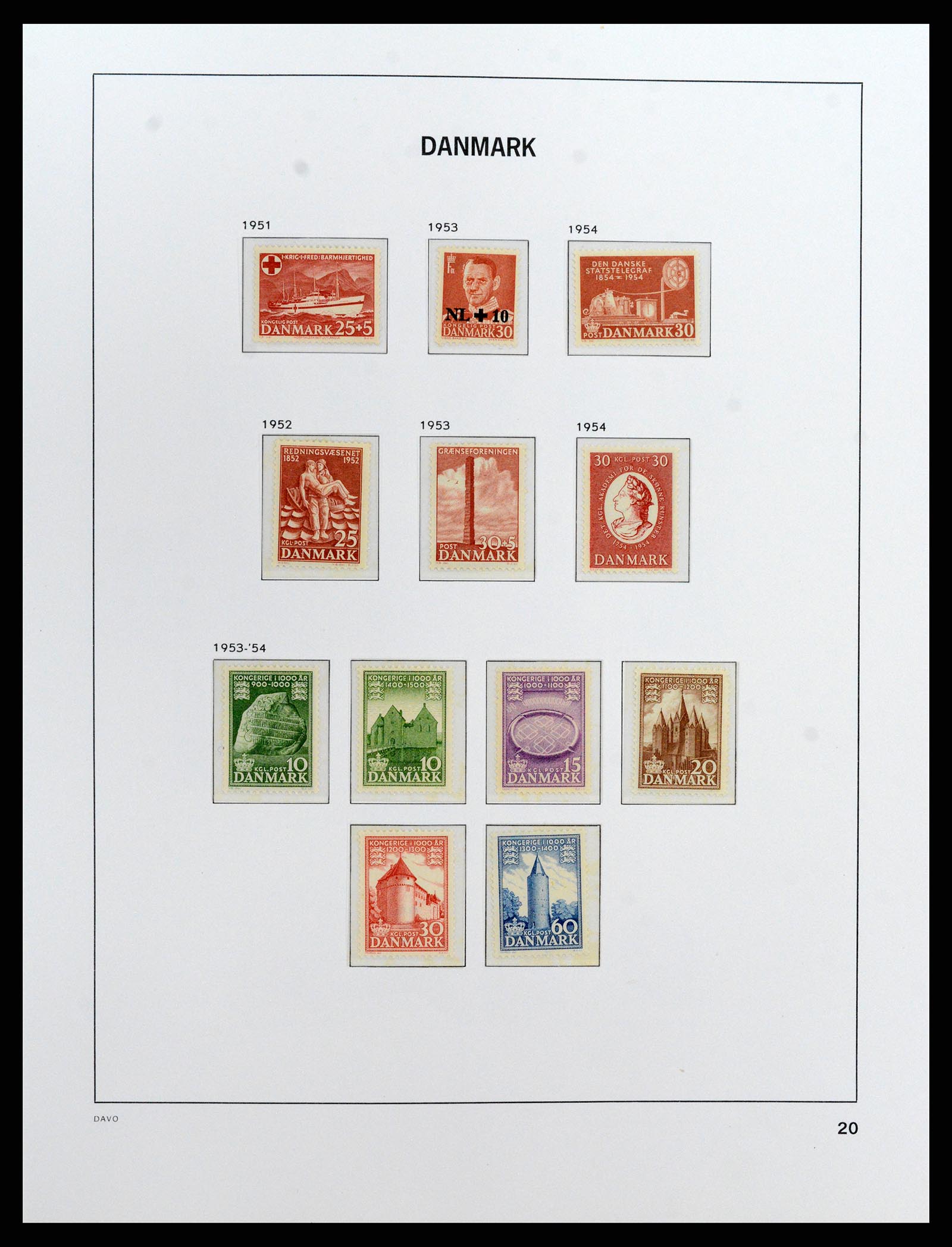 37801 020 - Postzegelverzameling 37801 Denemarken 1851-1999.