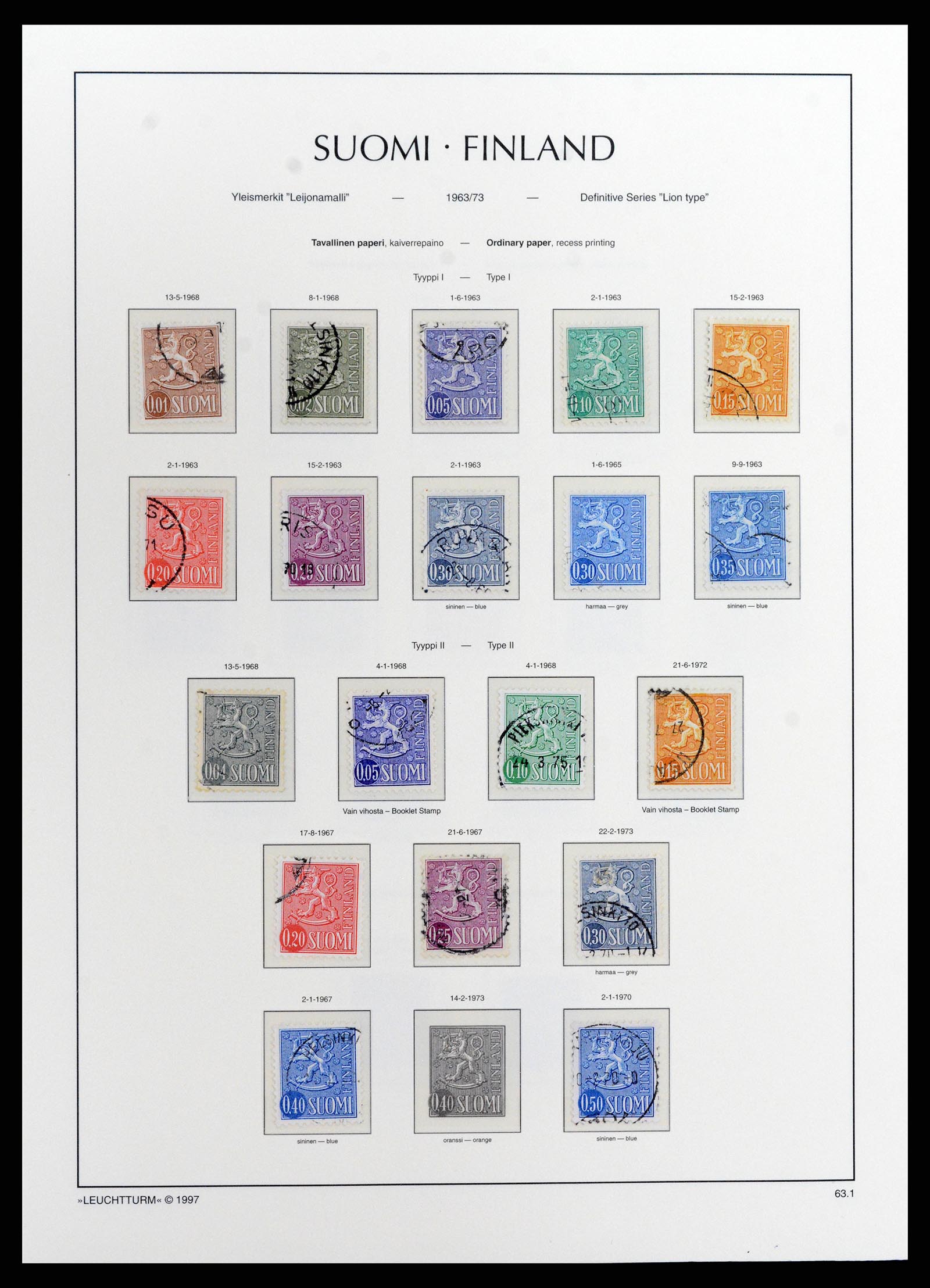 37803 044 - Postzegelverzameling 37803 Finland 1860-1999.