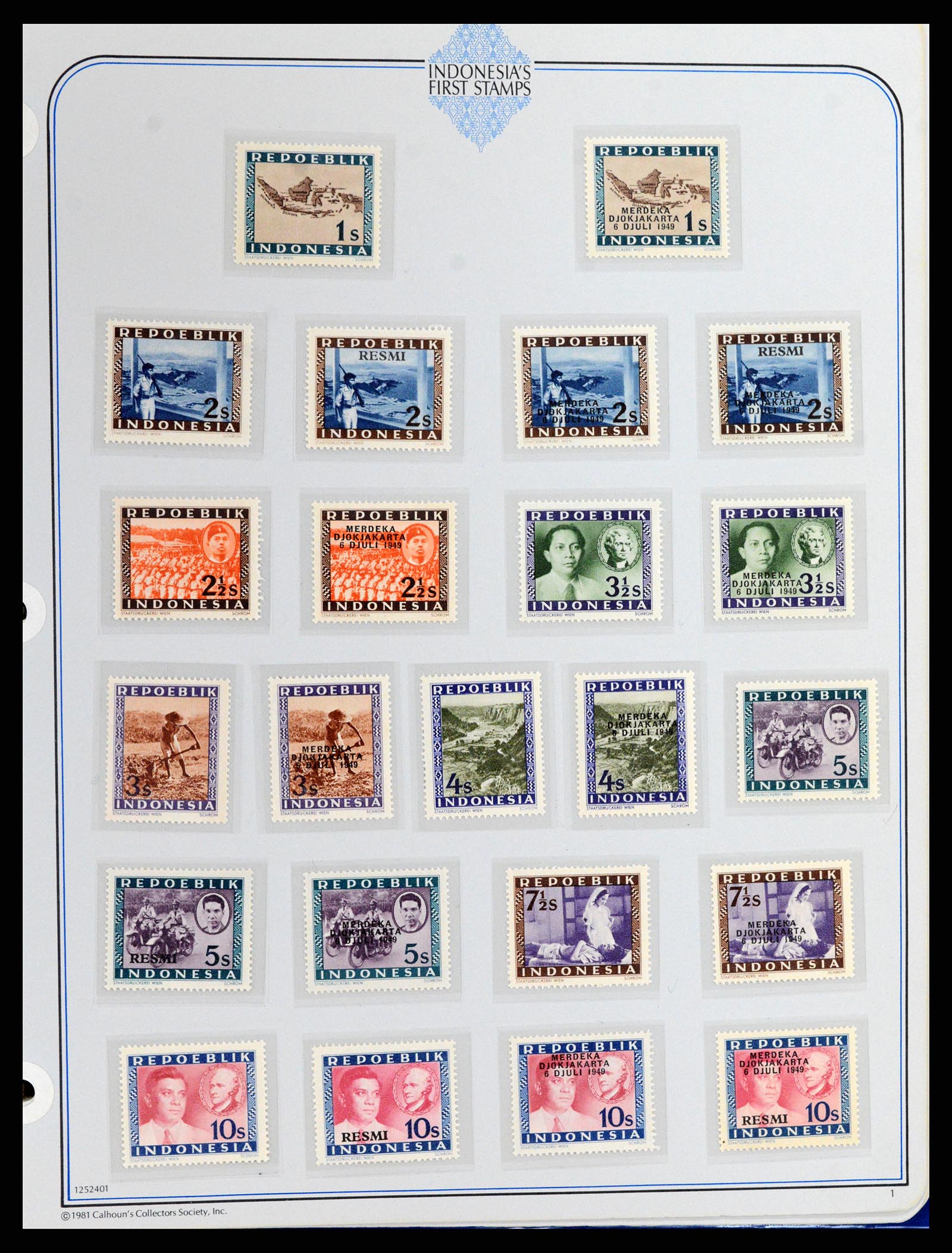 37826 001 - Postzegelverzameling 37826 Indonesië Weense drukken 1947-1949.