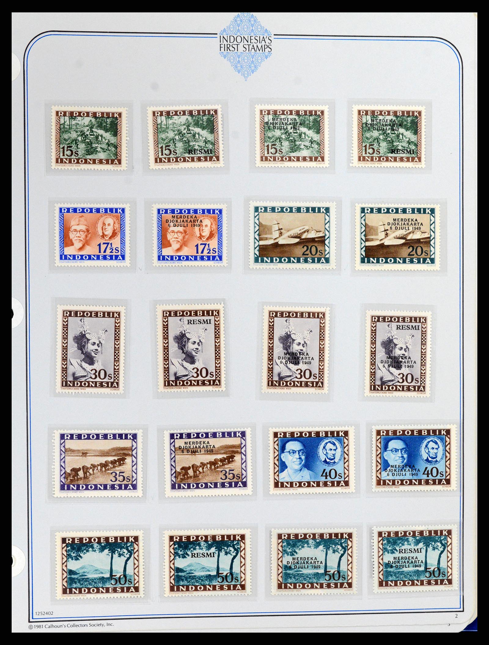 37826 002 - Postzegelverzameling 37826 Indonesië Weense drukken 1947-1949.