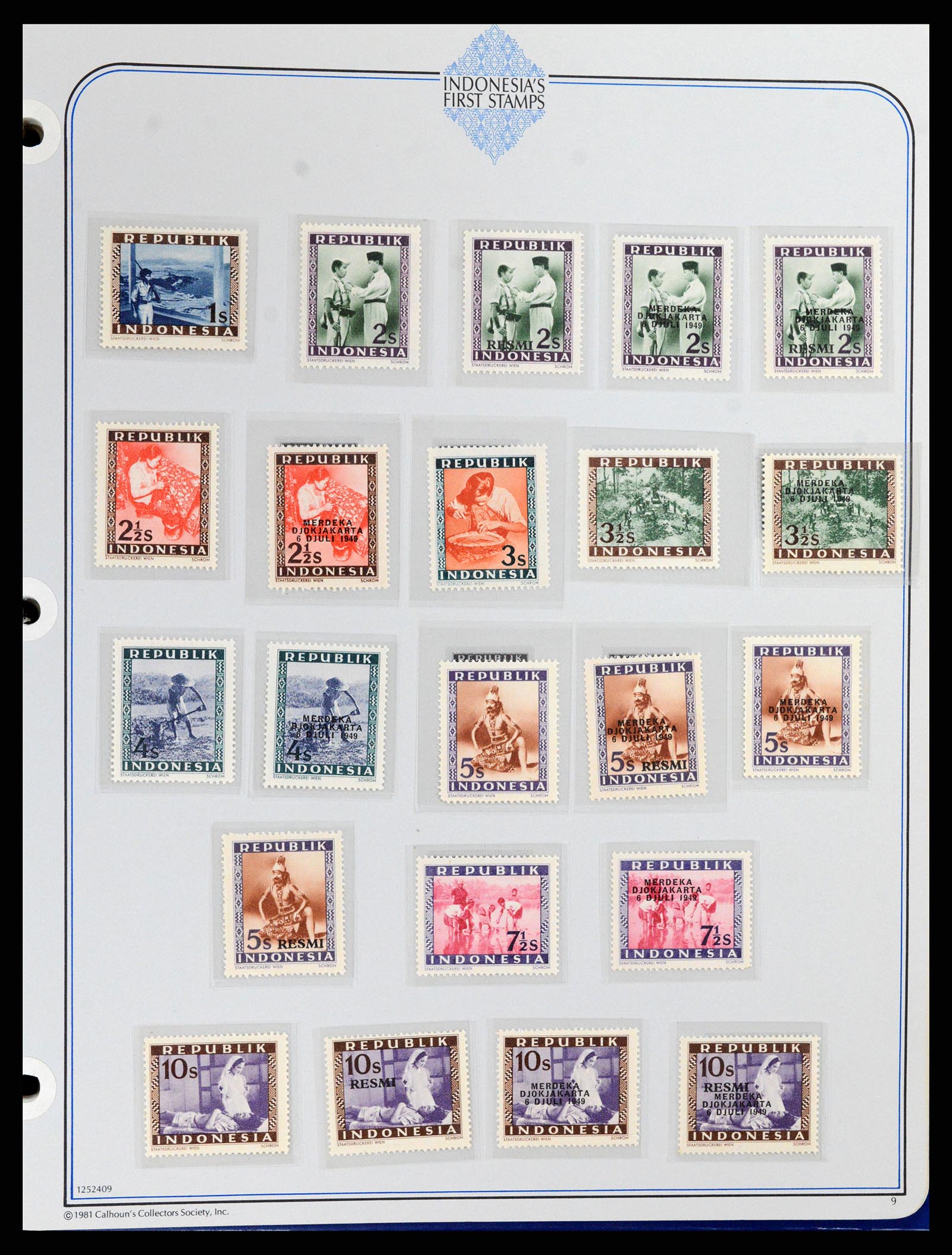 37826 009 - Postzegelverzameling 37826 Indonesië Weense drukken 1947-1949.