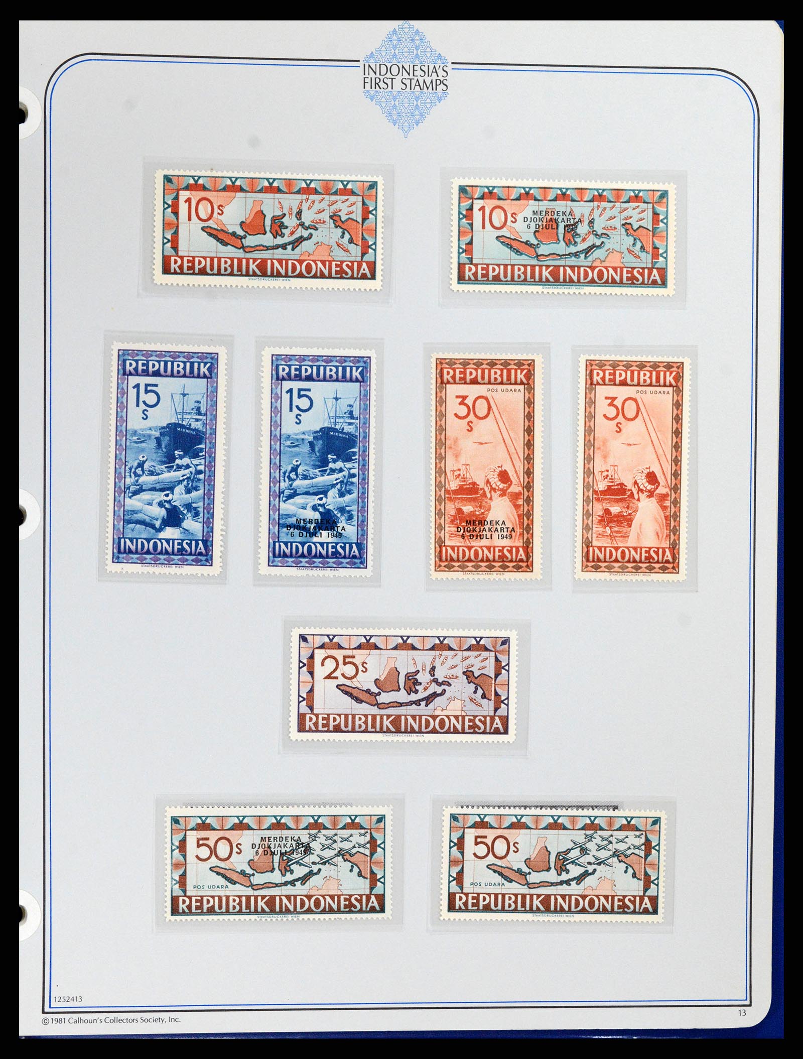 37826 013 - Postzegelverzameling 37826 Indonesië Weense drukken 1947-1949.