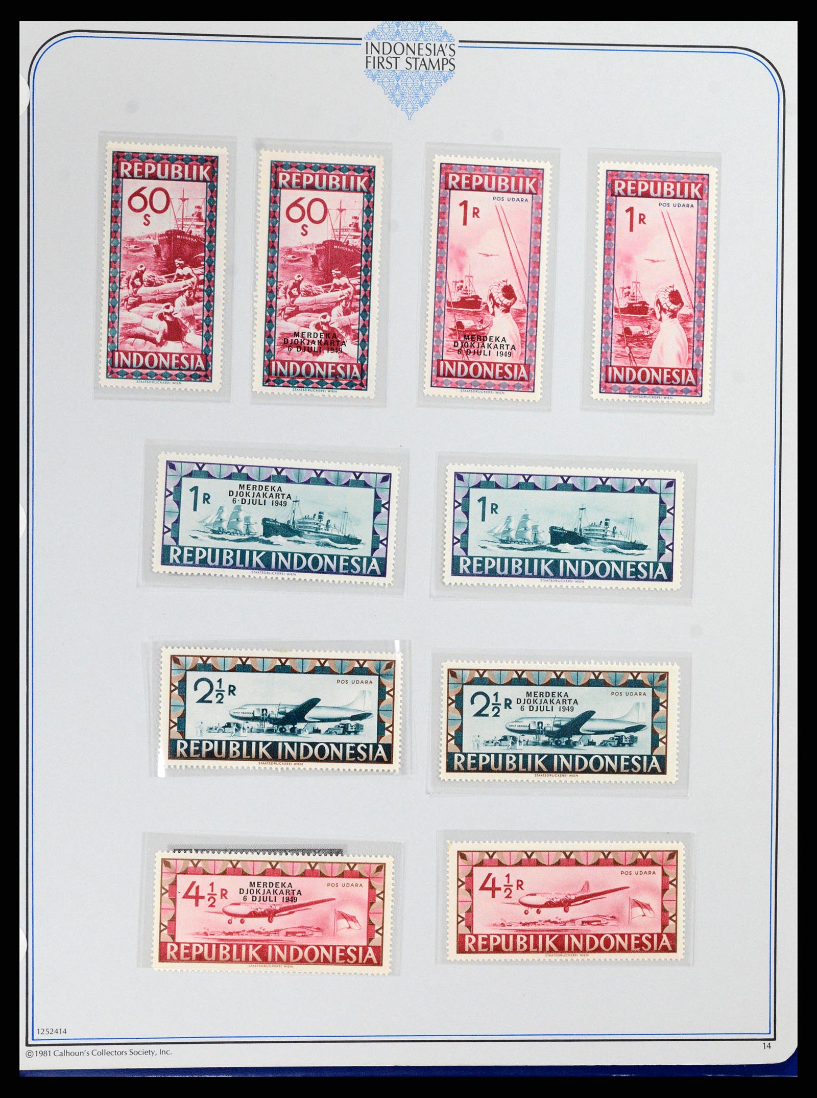 37826 014 - Postzegelverzameling 37826 Indonesië Weense drukken 1947-1949.