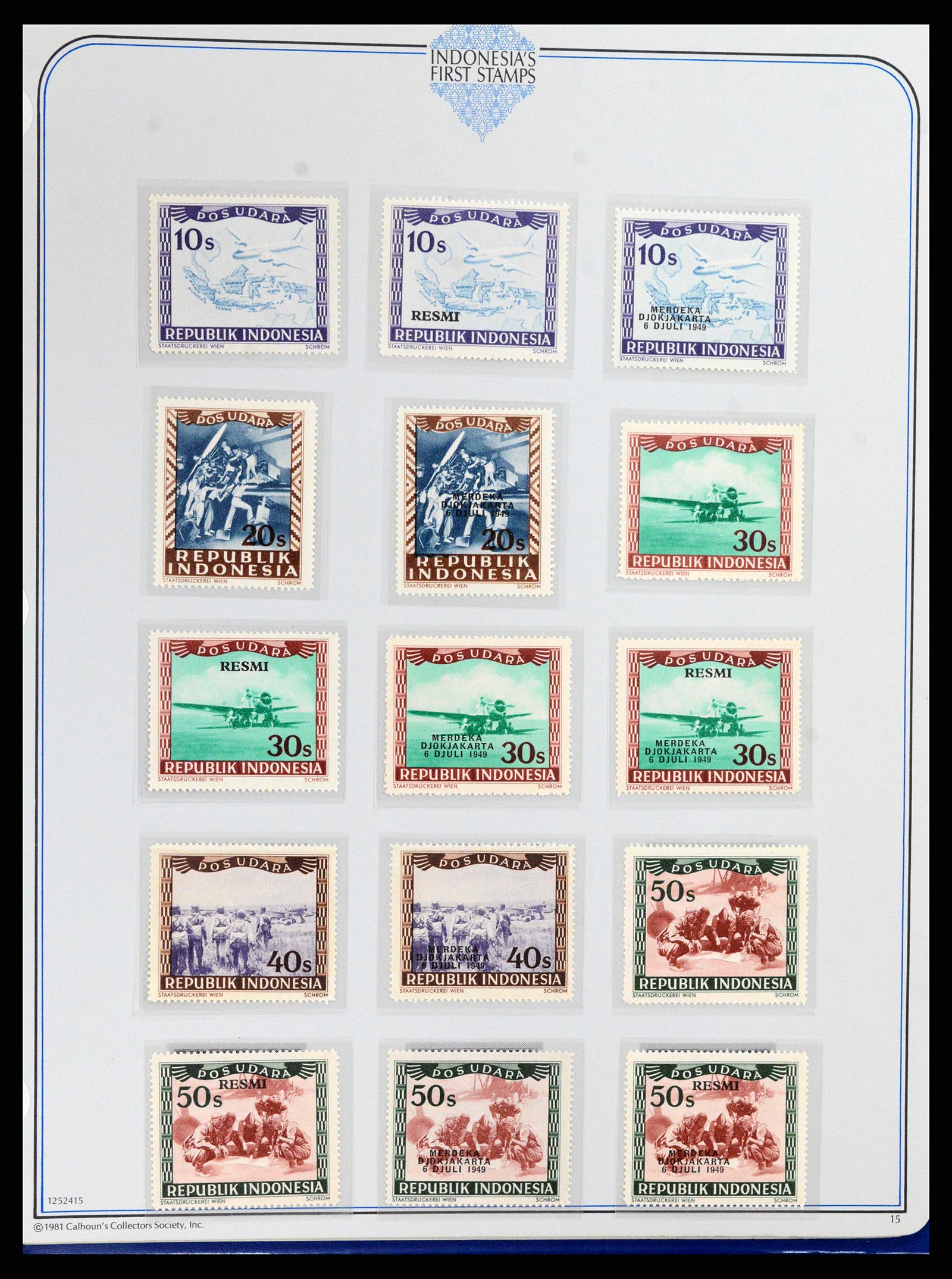 37826 015 - Postzegelverzameling 37826 Indonesië Weense drukken 1947-1949.