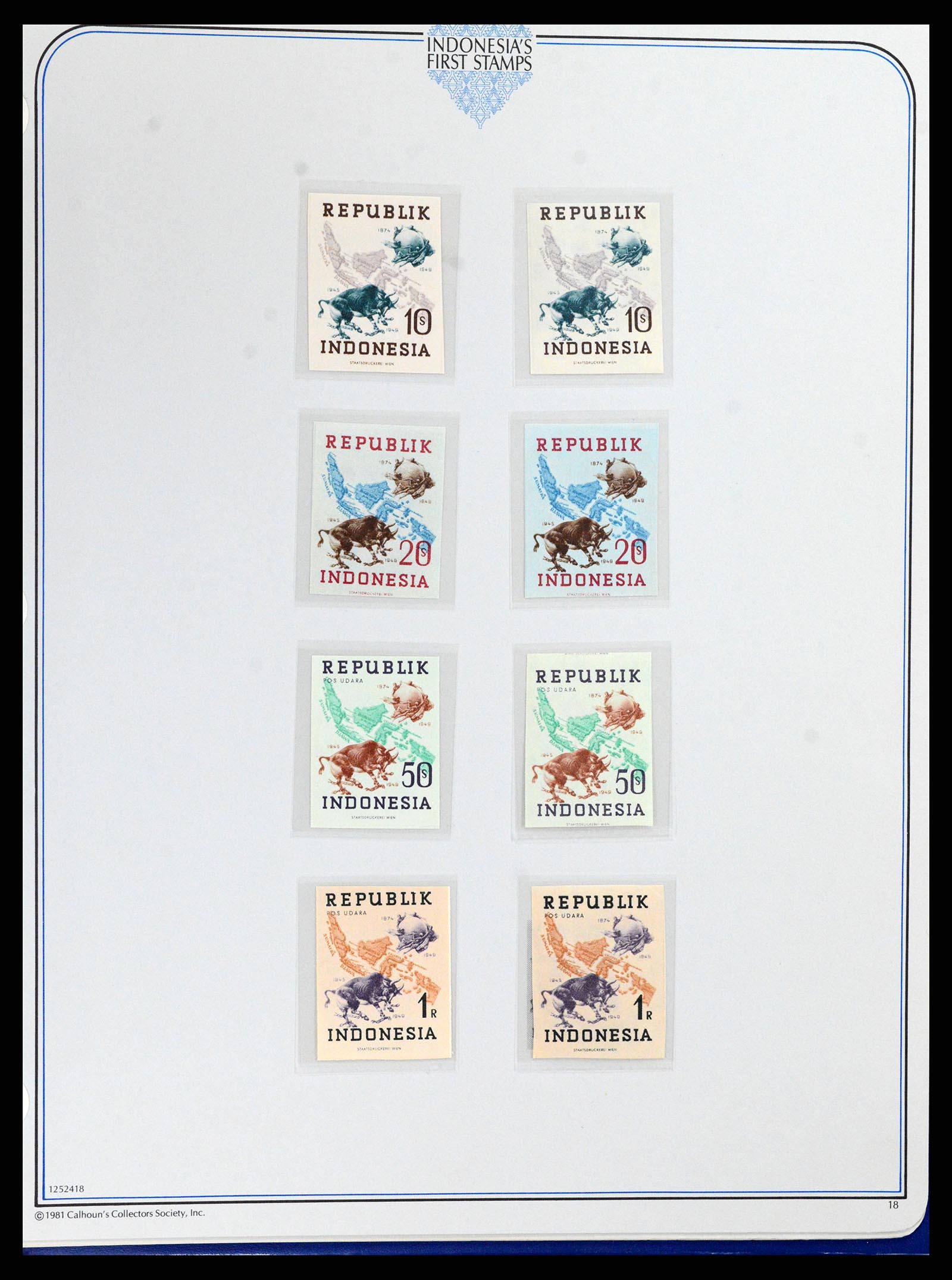 37826 018 - Postzegelverzameling 37826 Indonesië Weense drukken 1947-1949.