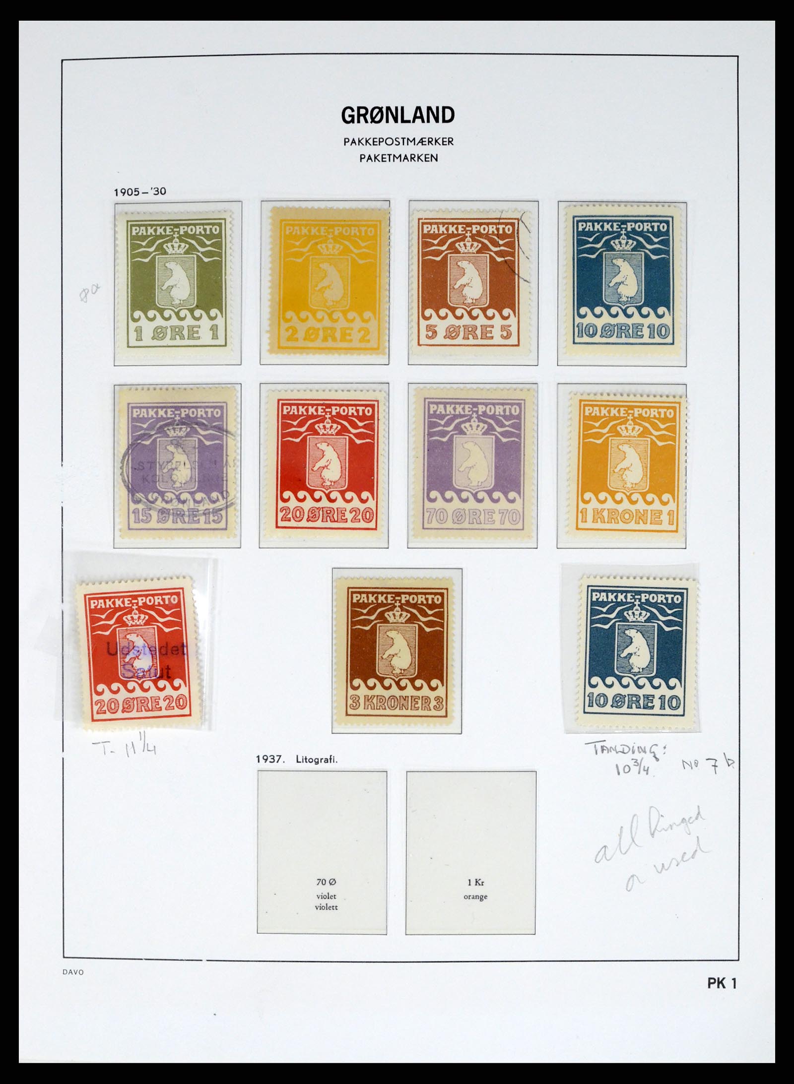 37829 001 - Stamp Collection 37829 Greenland 1905-2016.