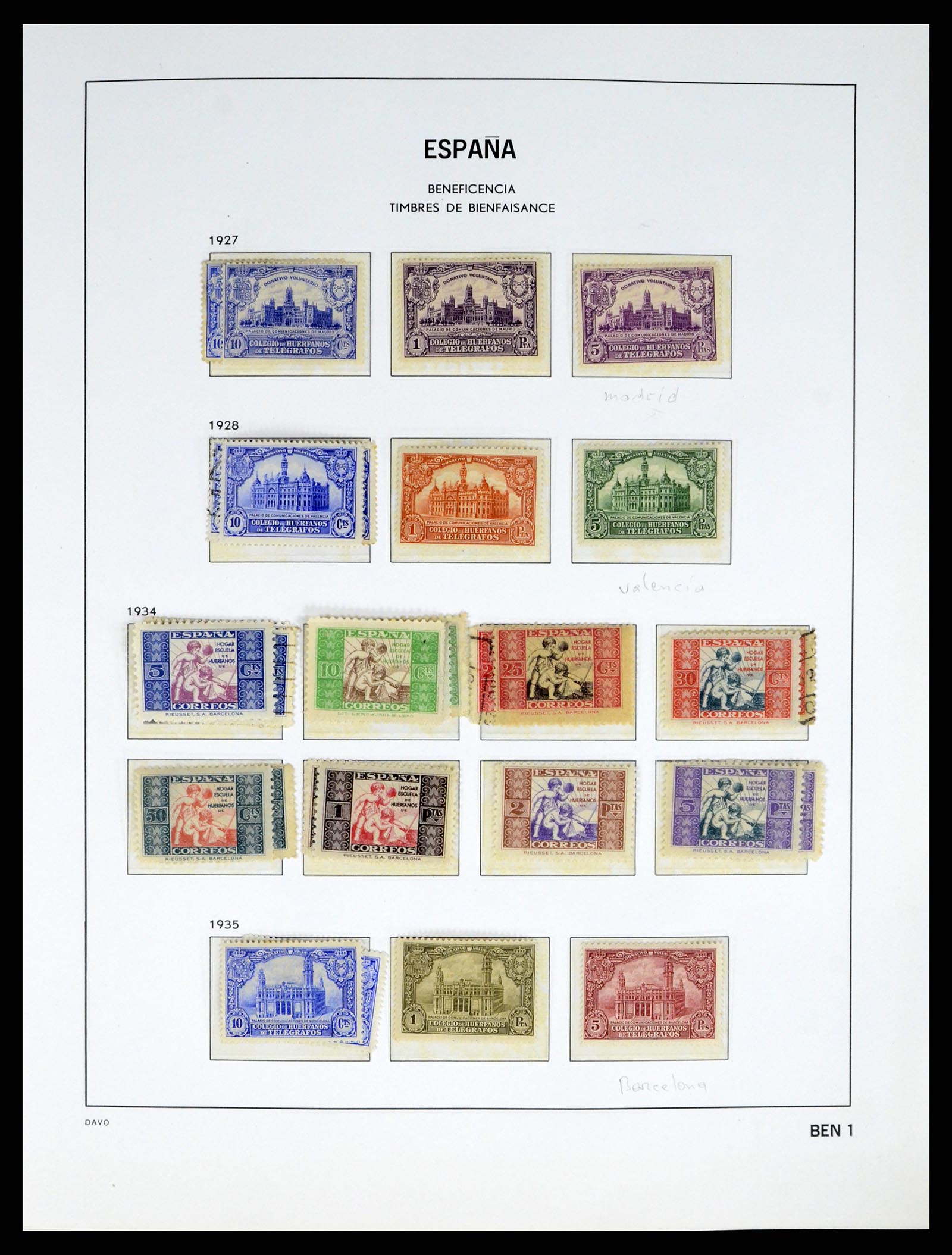 37837 001 - Postzegelverzameling 37837 Spaanse burgeroorlog en lokaalpost 1893-19