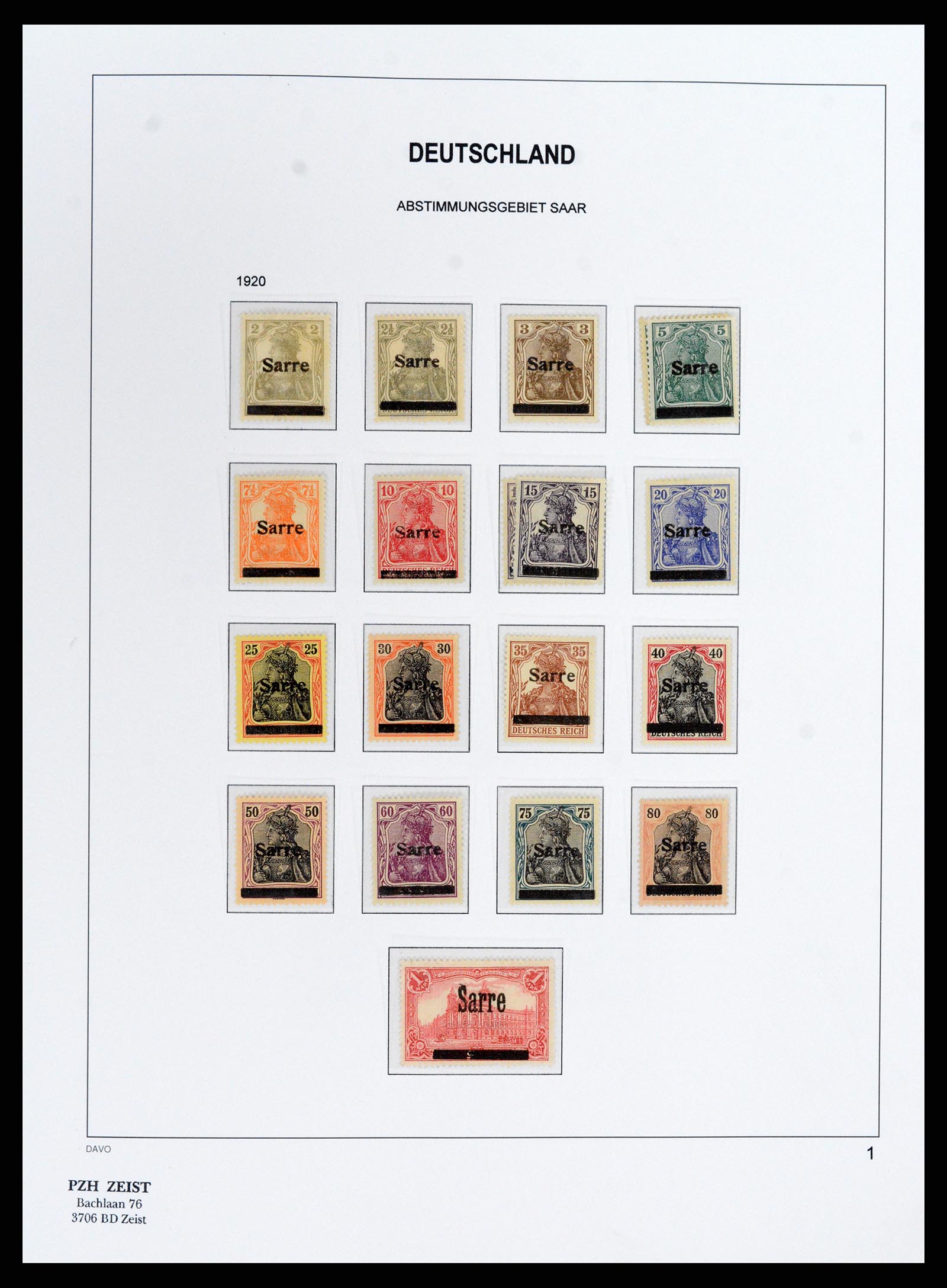 37852 001 - Stamp Collection 37852 Saar 1920-1959.