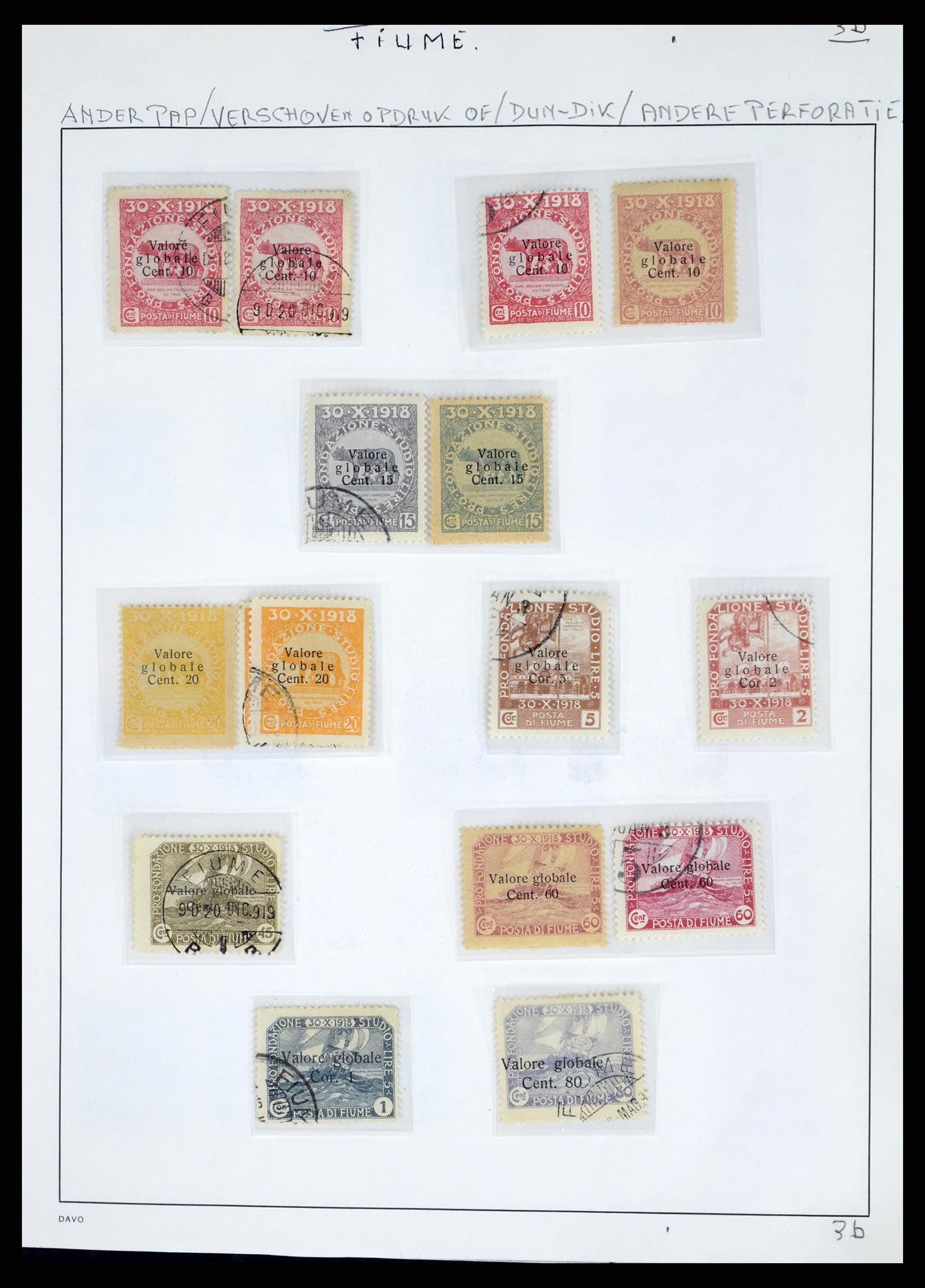 37865 015 - Postzegelverzameling 37865 Fiume 1920-1924.