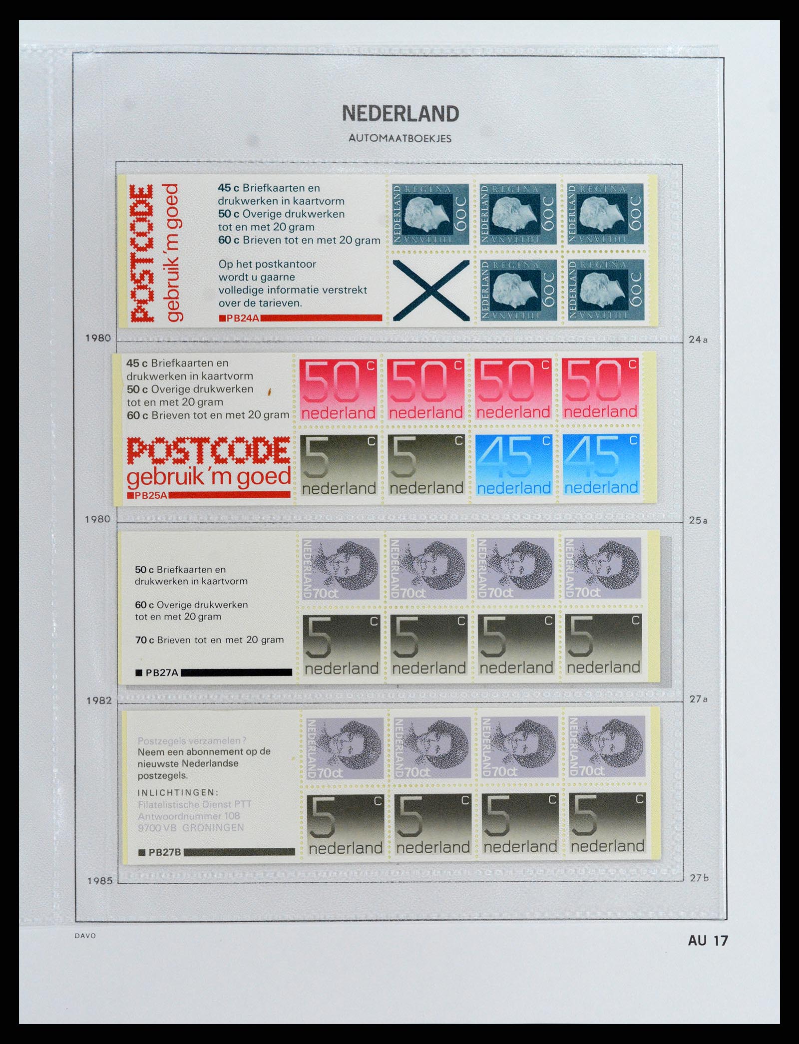 37871 017 - Postzegelverzameling 37871 Nederland automaatboekjes 1964-2000.