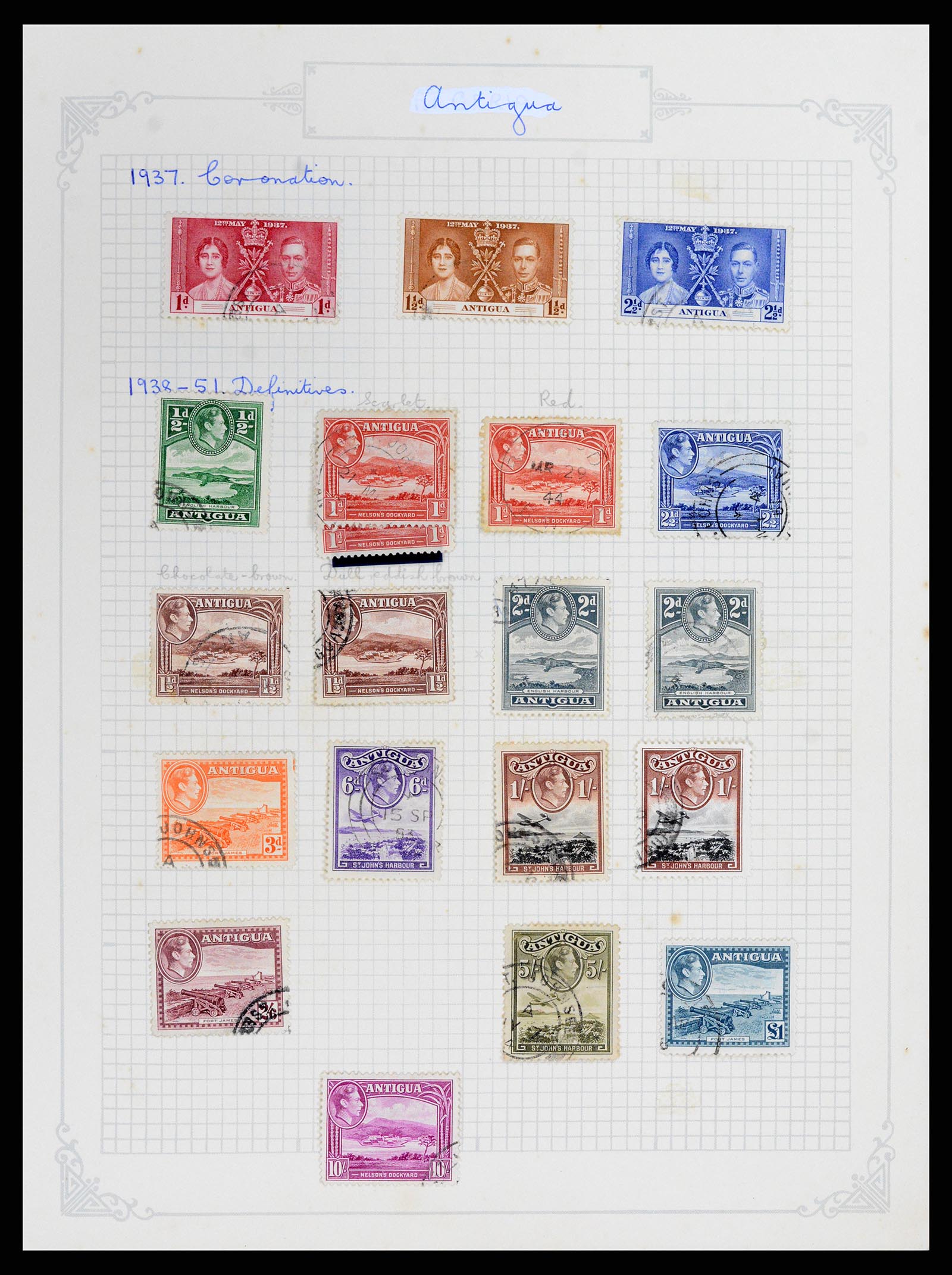37886 001 - Stamp Collection 37886 Antigua 1937-1970.
