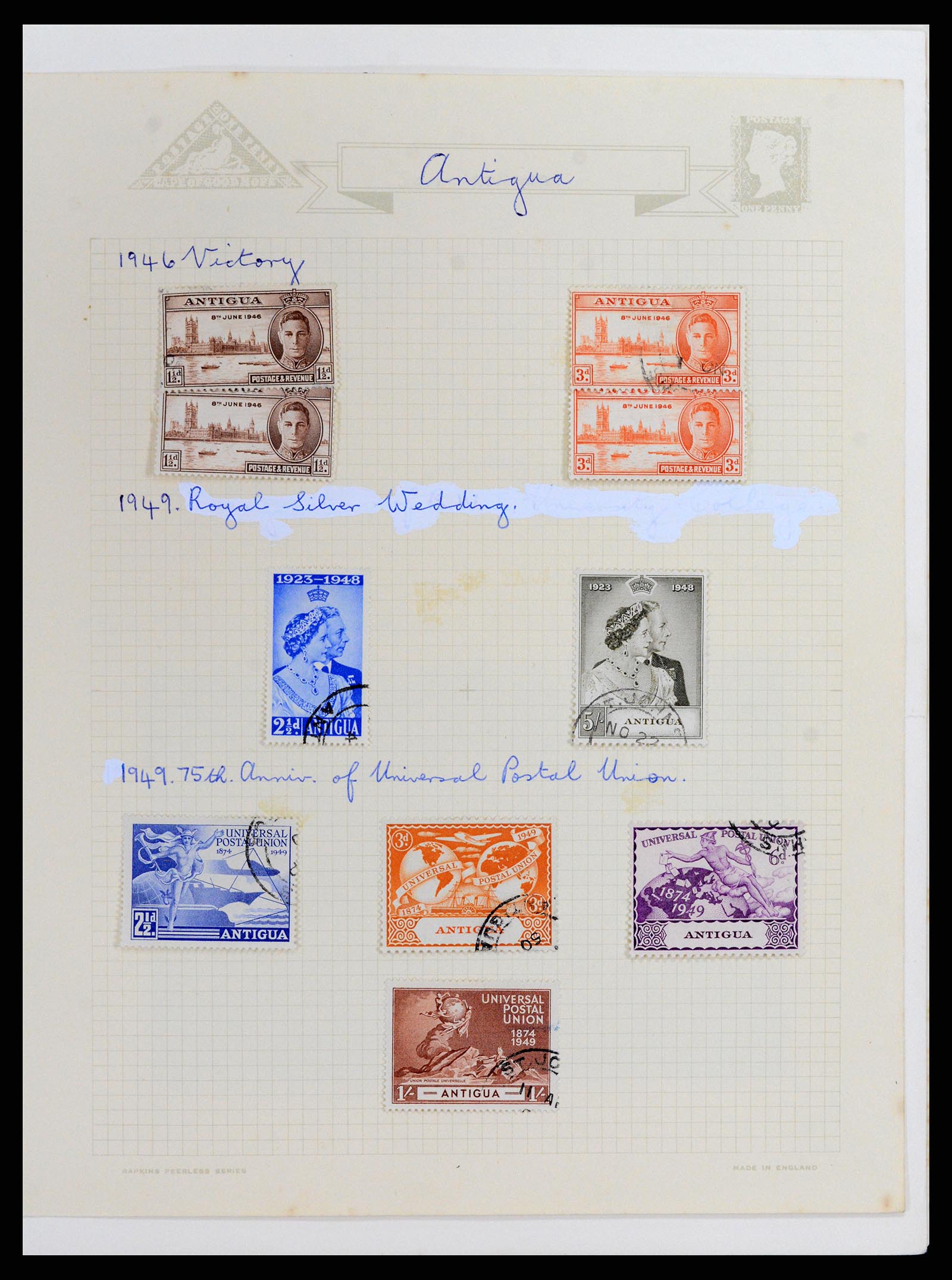 37886 003 - Postzegelverzameling 37886 Antigua 1937-1970.