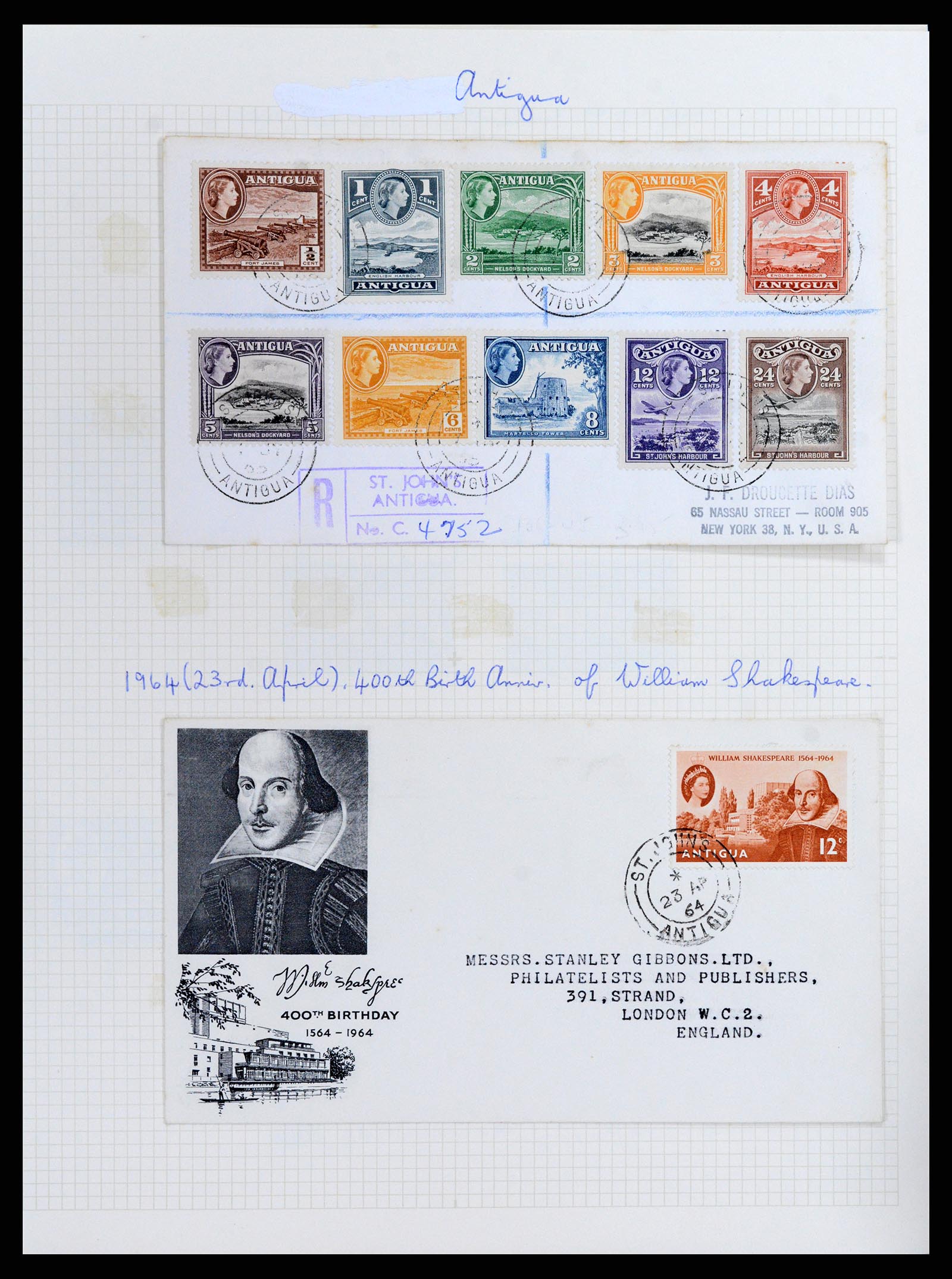 37886 017 - Postzegelverzameling 37886 Antigua 1937-1970.