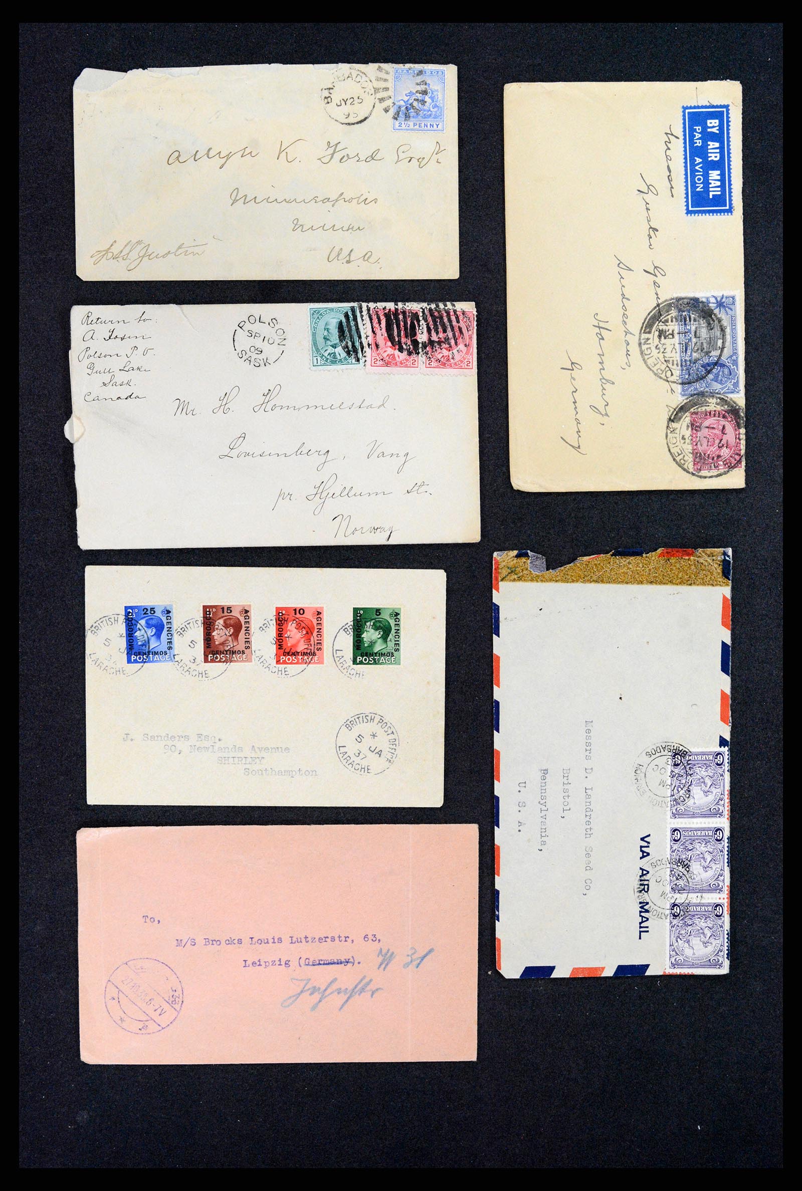 37893 001 - Postzegelverzameling 37893 Engelse koloniën brieven 1888-1960.