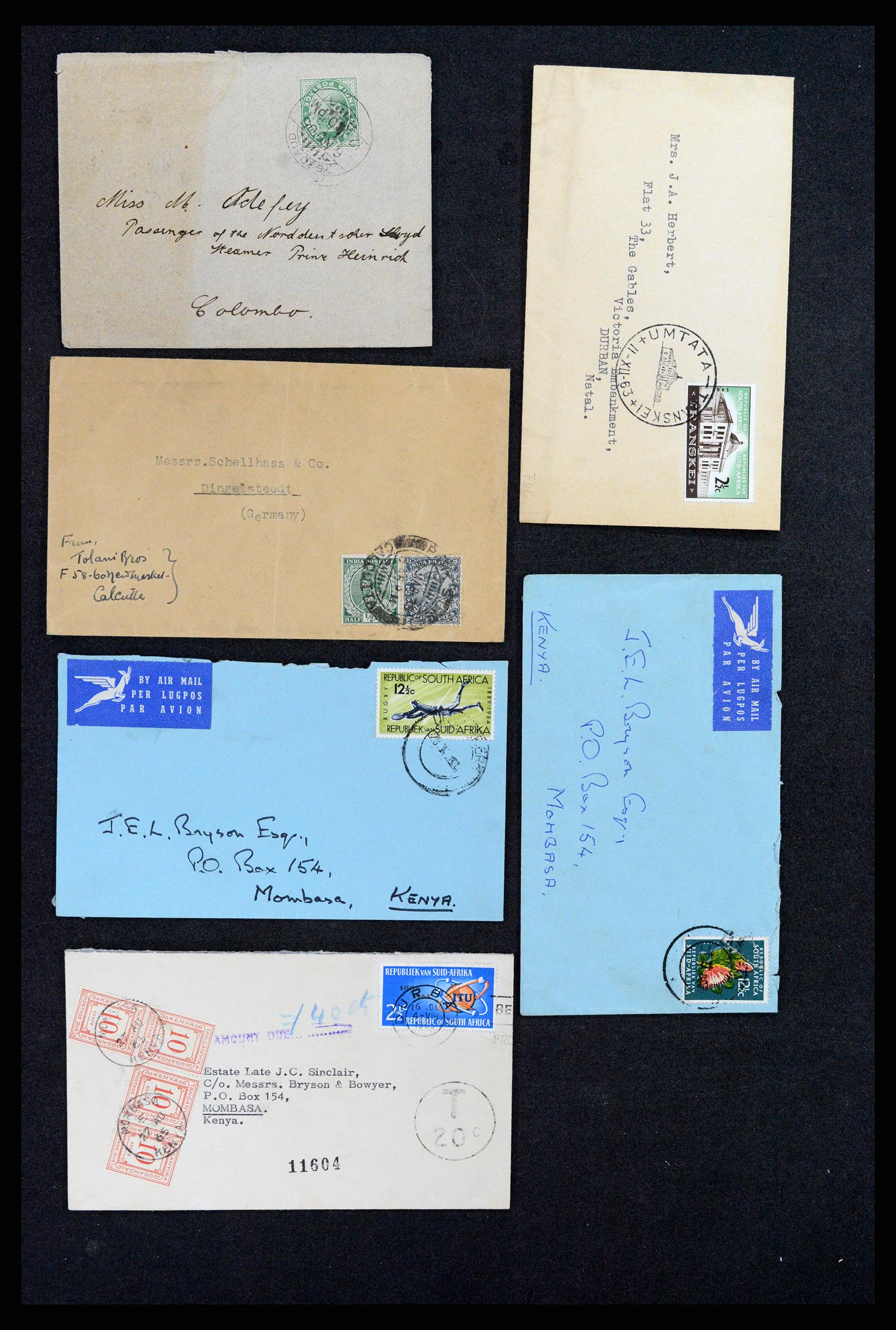 37893 013 - Postzegelverzameling 37893 Engelse koloniën brieven 1888-1960.