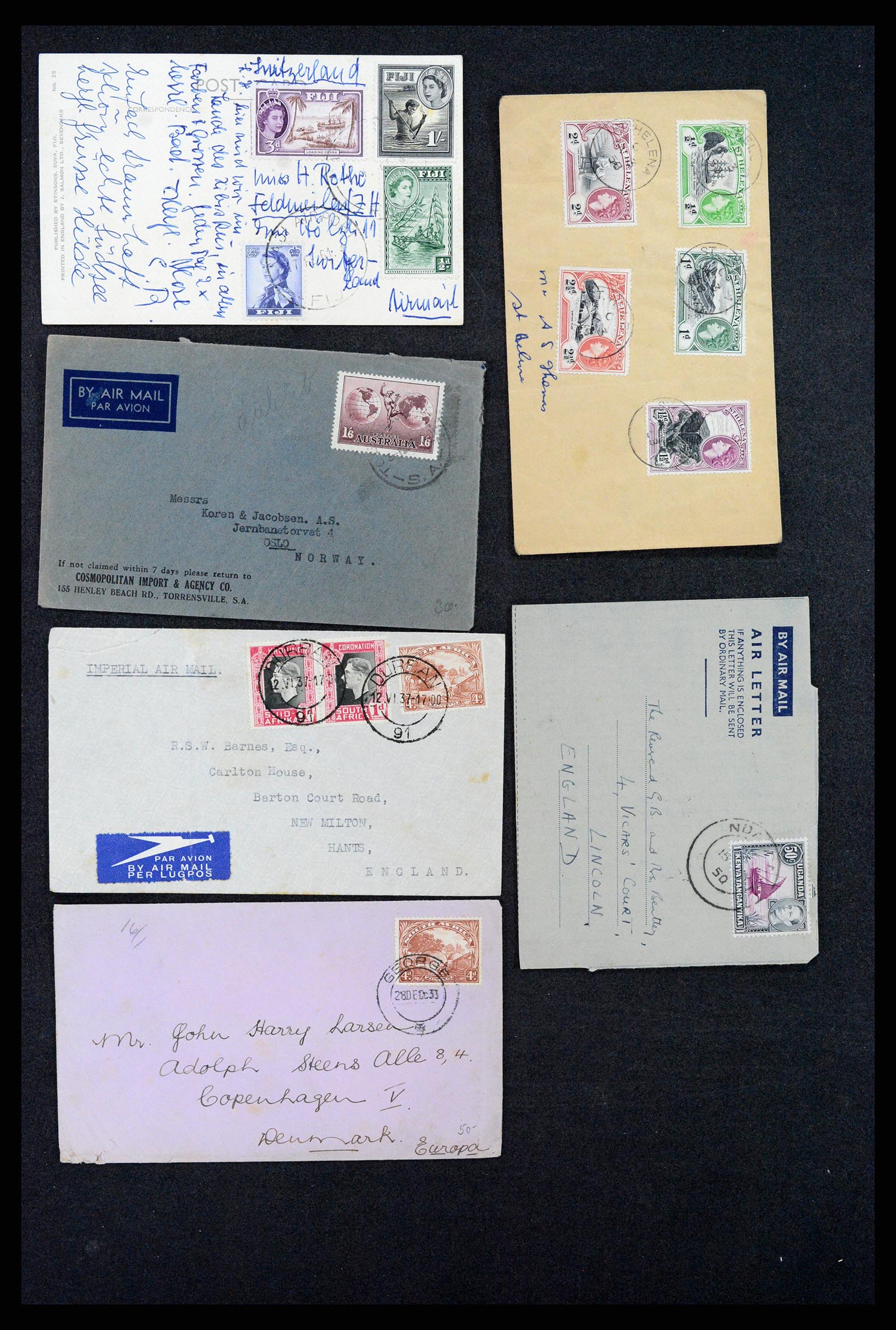 37893 016 - Postzegelverzameling 37893 Engelse koloniën brieven 1888-1960.