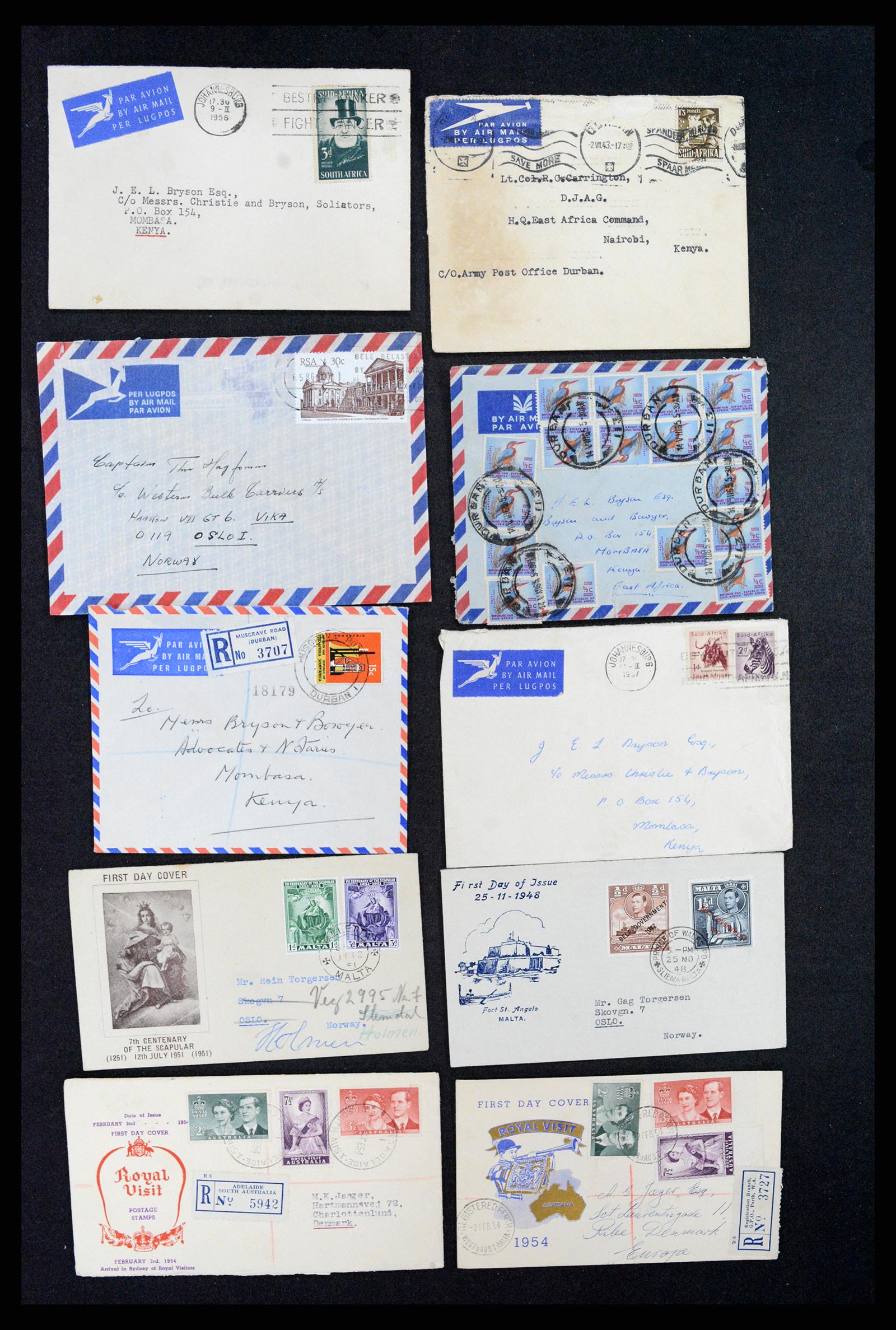 37893 027 - Postzegelverzameling 37893 Engelse koloniën brieven 1888-1960.
