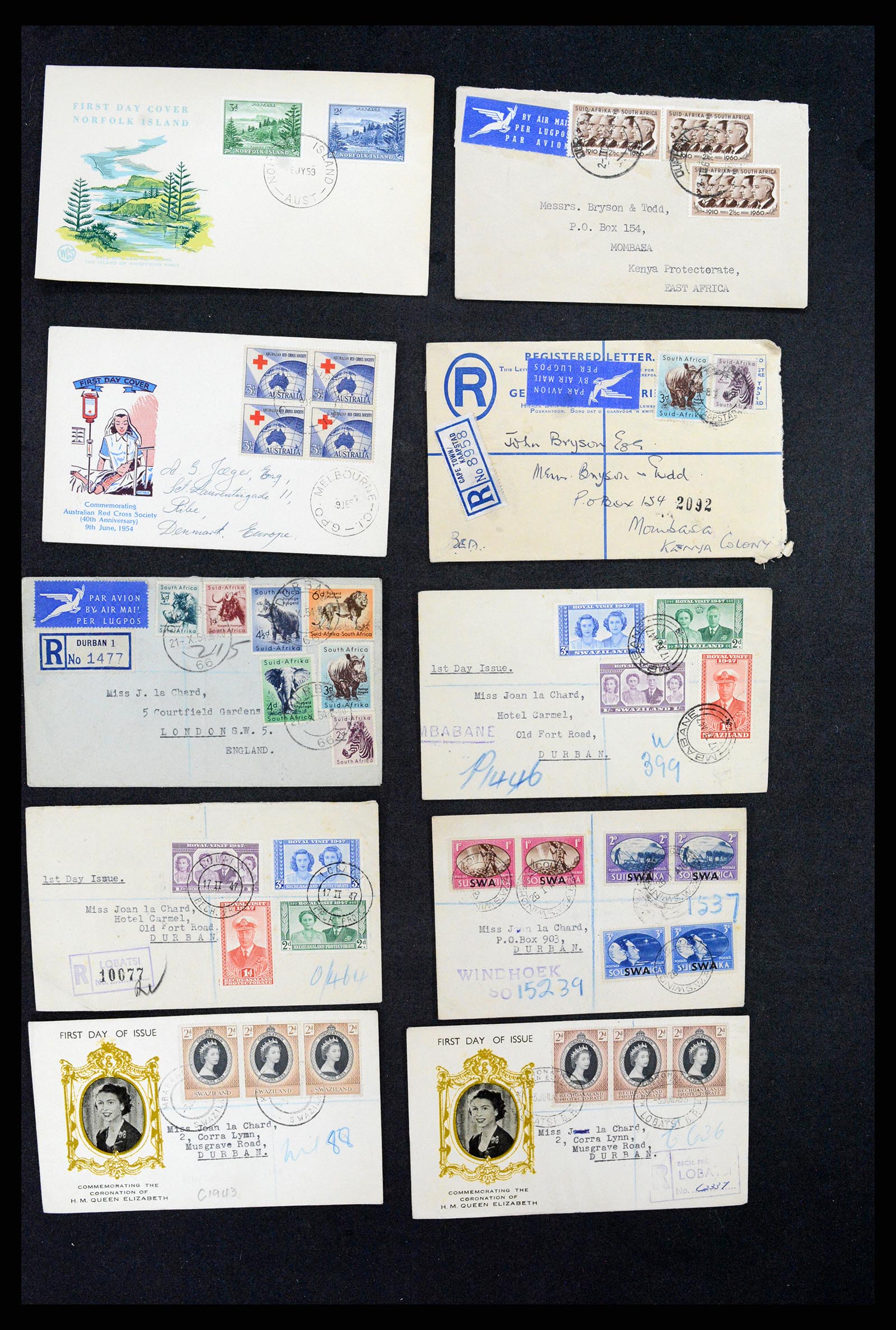 37893 028 - Postzegelverzameling 37893 Engelse koloniën brieven 1888-1960.