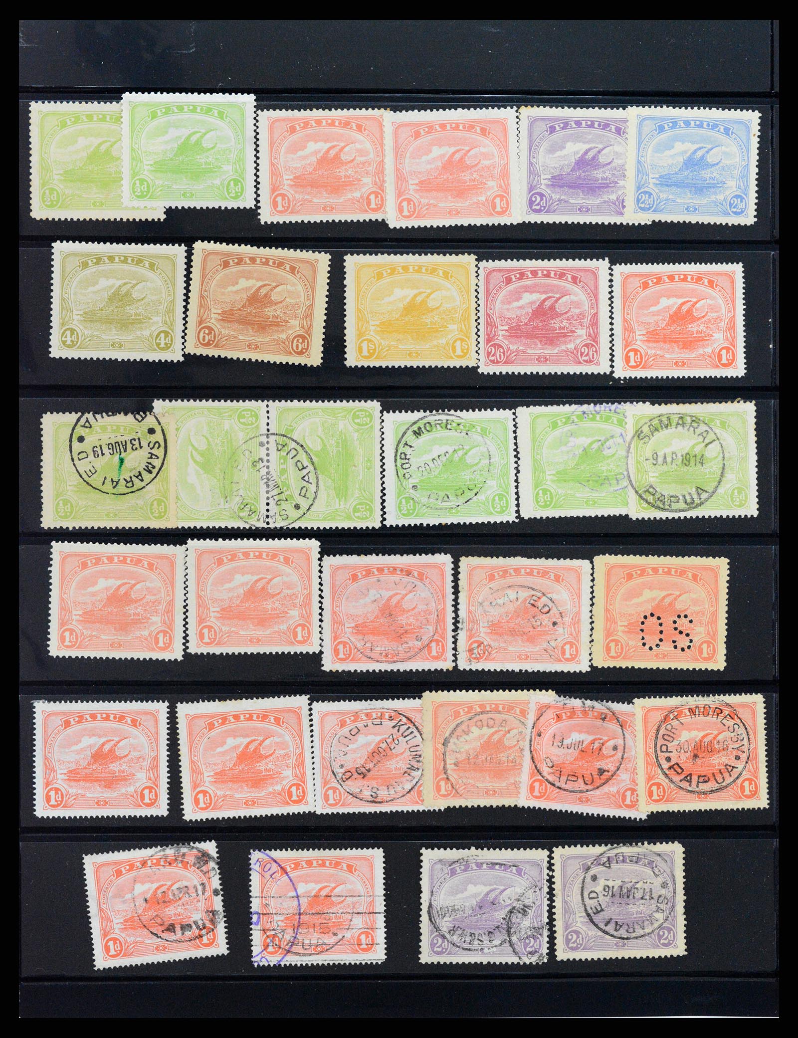 37908 004 - Postzegelverzameling 37908 Papua 1911-1934.