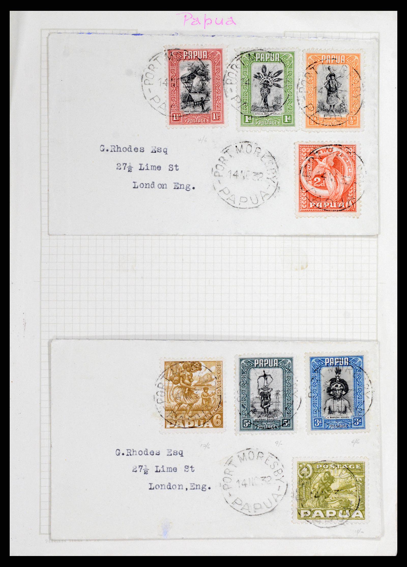 37908 007 - Postzegelverzameling 37908 Papua 1911-1934.