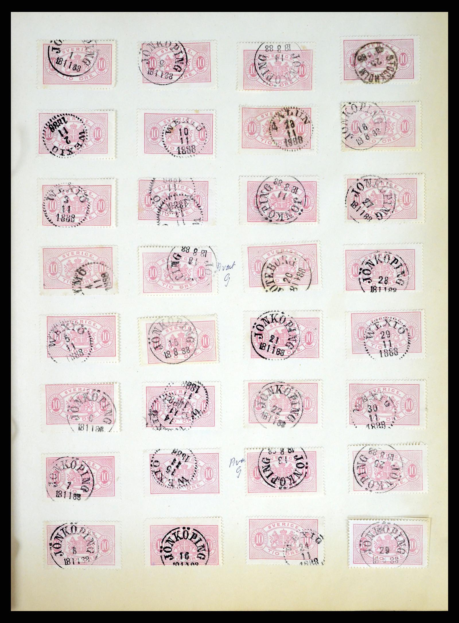 37916 001 - Postzegelverzameling 37916 Zweden stempels 1874-1896.