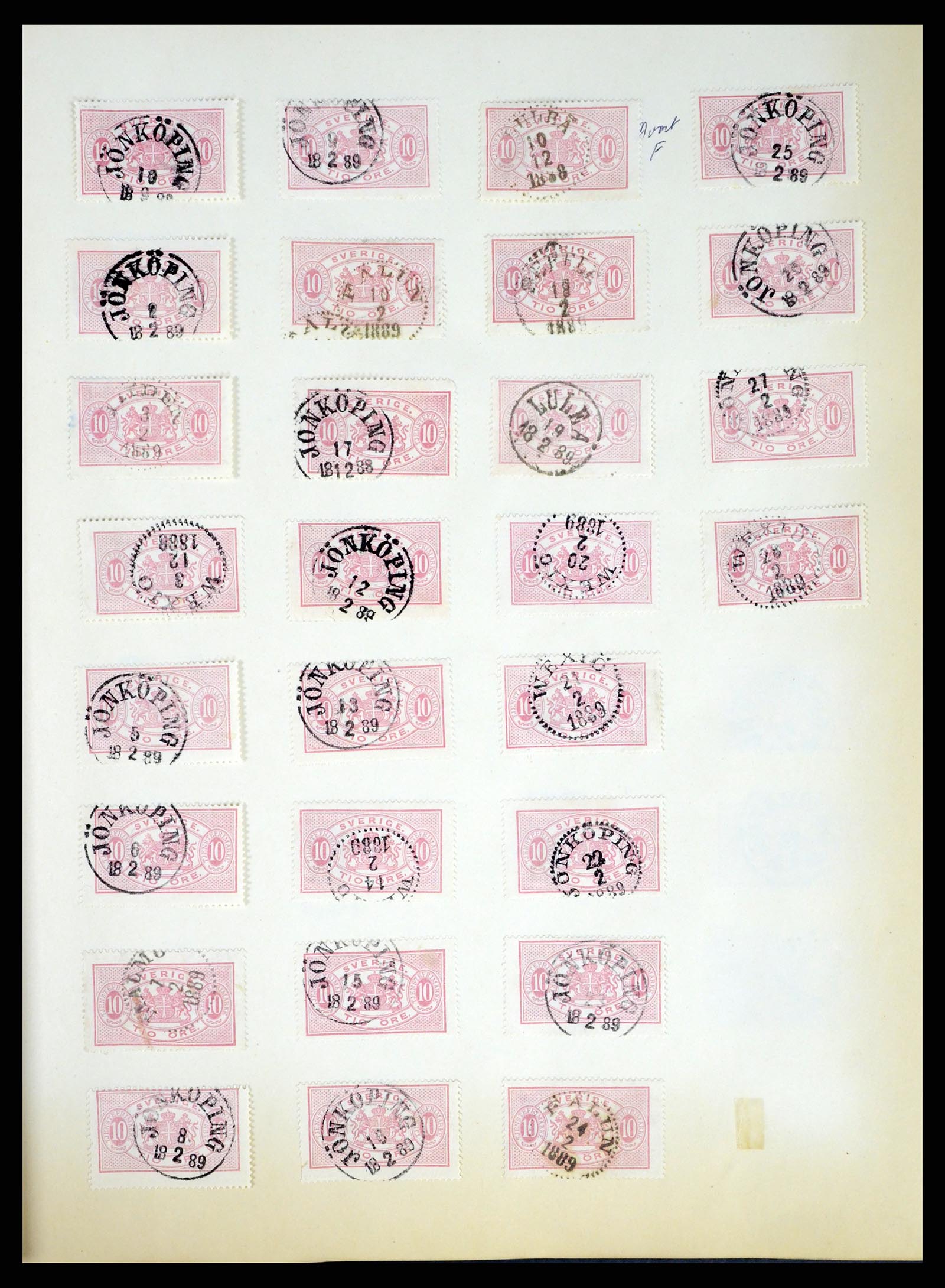 37916 003 - Stamp Collection 37916 Sweden cancels 1874-1896.