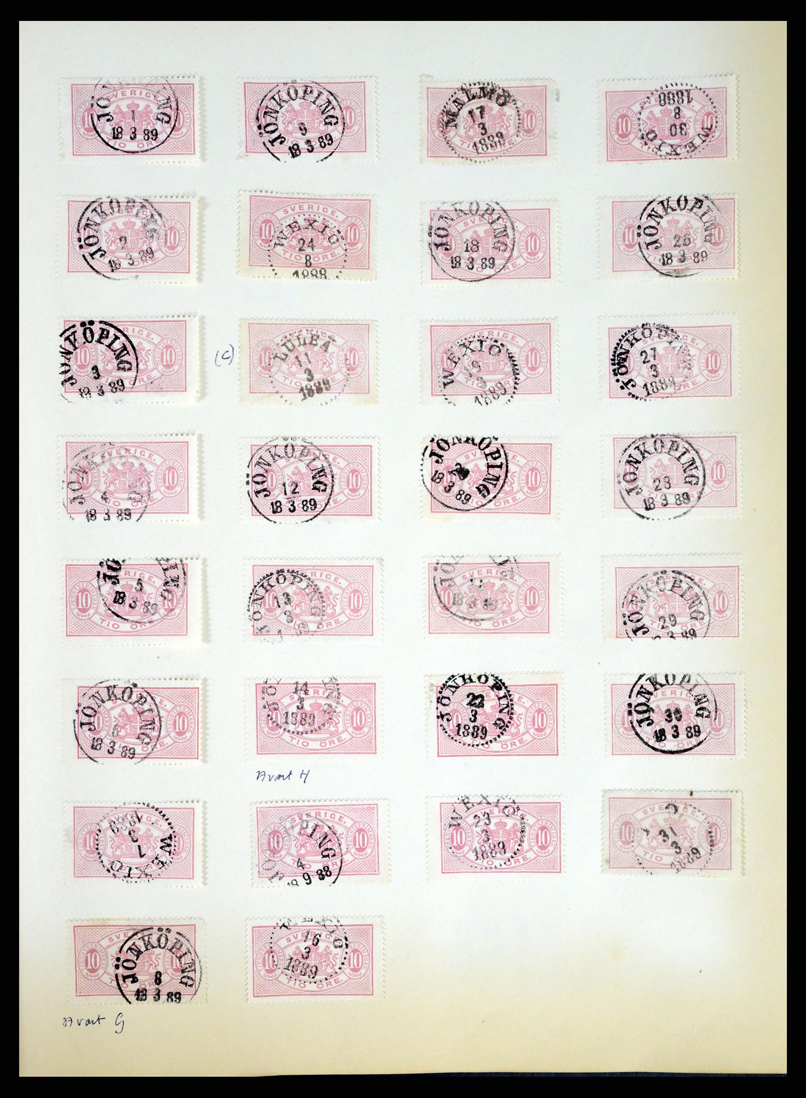 37916 004 - Stamp Collection 37916 Sweden cancels 1874-1896.
