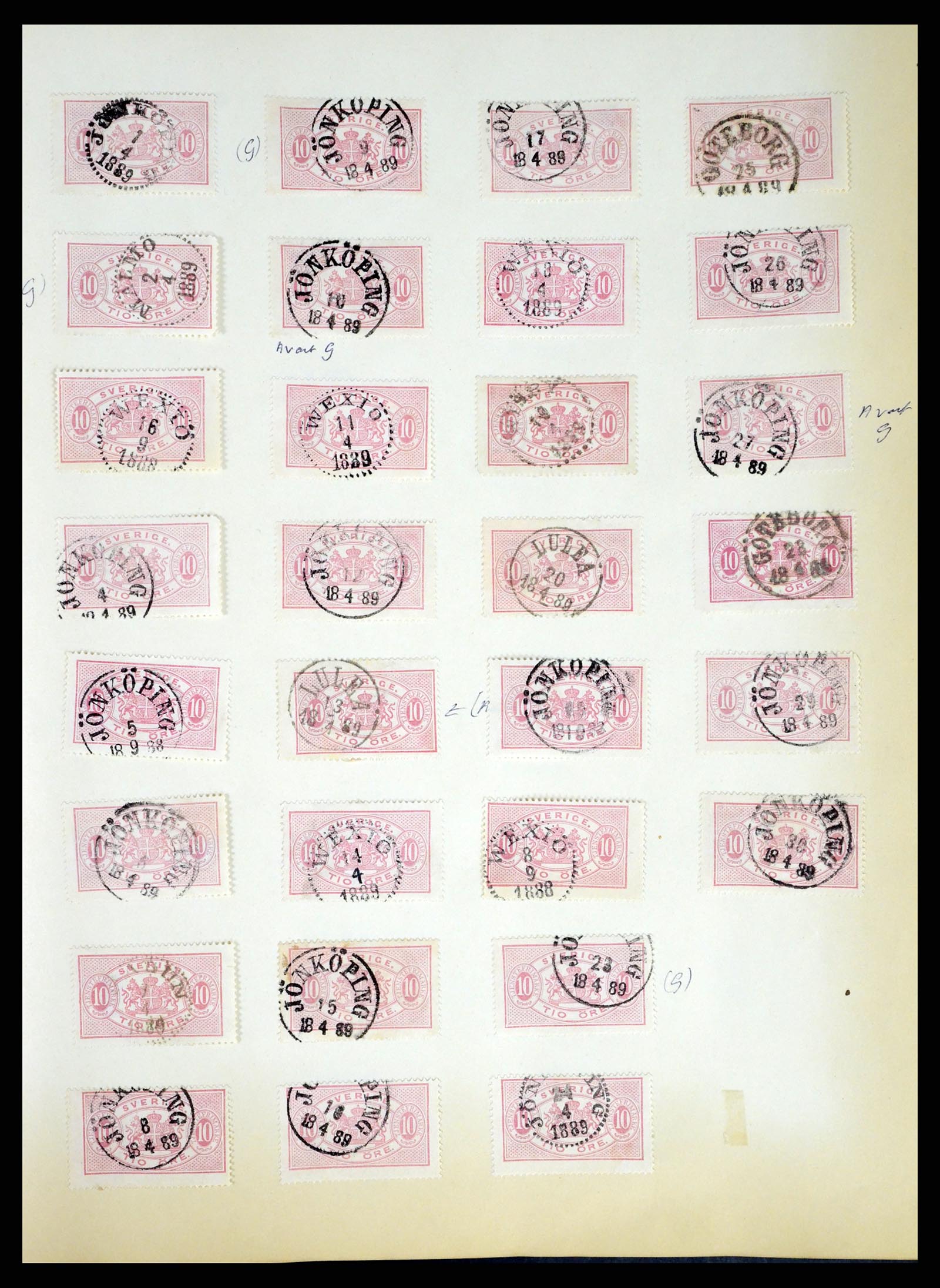 37916 005 - Stamp Collection 37916 Sweden cancels 1874-1896.