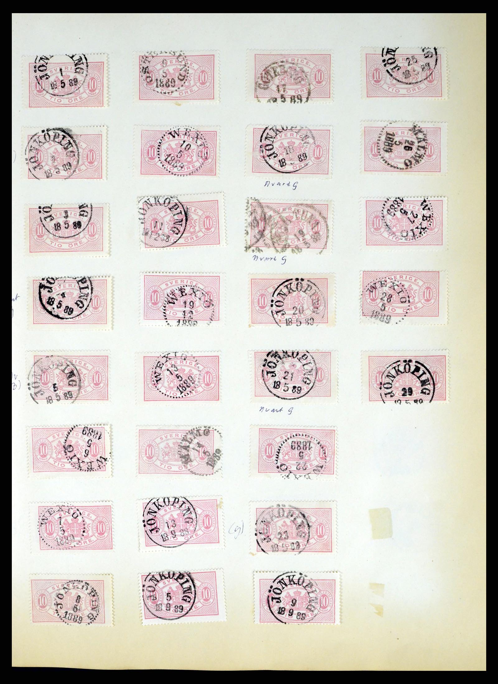 37916 006 - Stamp Collection 37916 Sweden cancels 1874-1896.