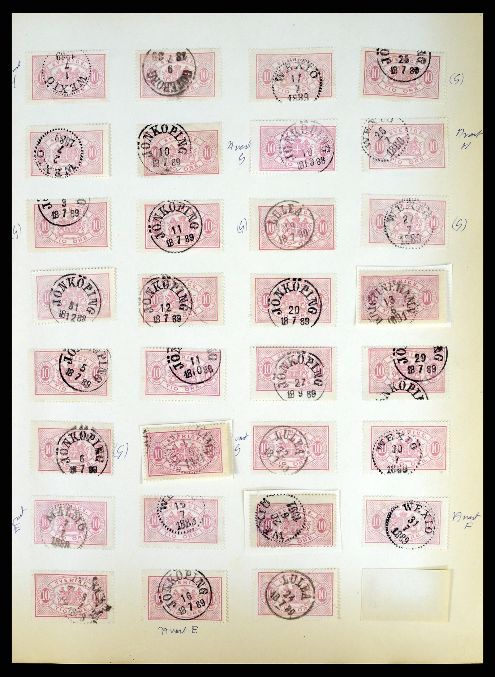 37916 007 - Stamp Collection 37916 Sweden cancels 1874-1896.