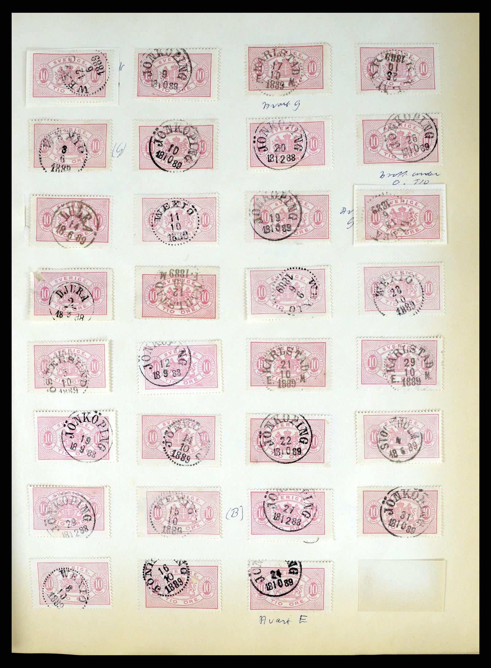 37916 009 - Stamp Collection 37916 Sweden cancels 1874-1896.