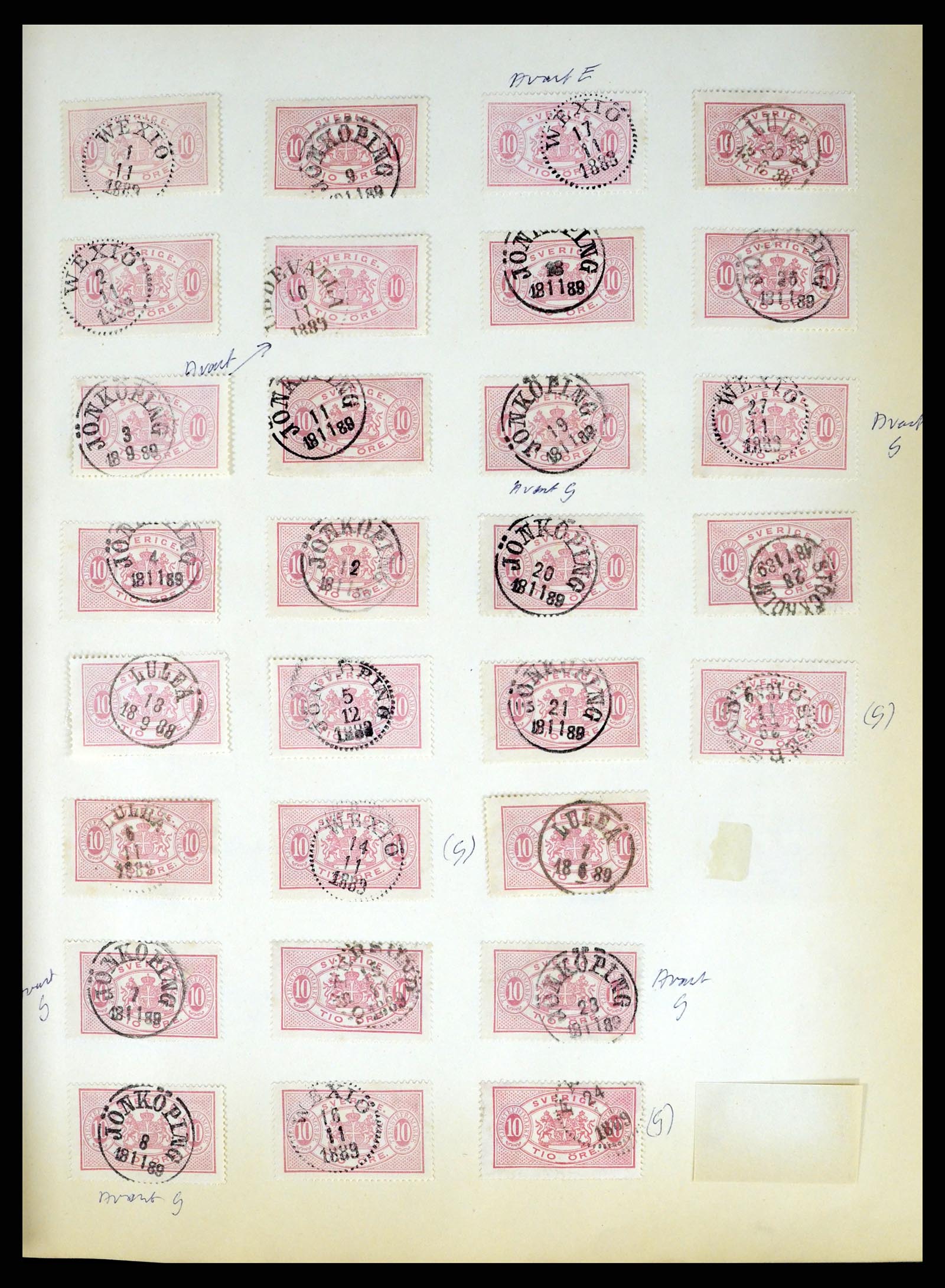 37916 010 - Stamp Collection 37916 Sweden cancels 1874-1896.