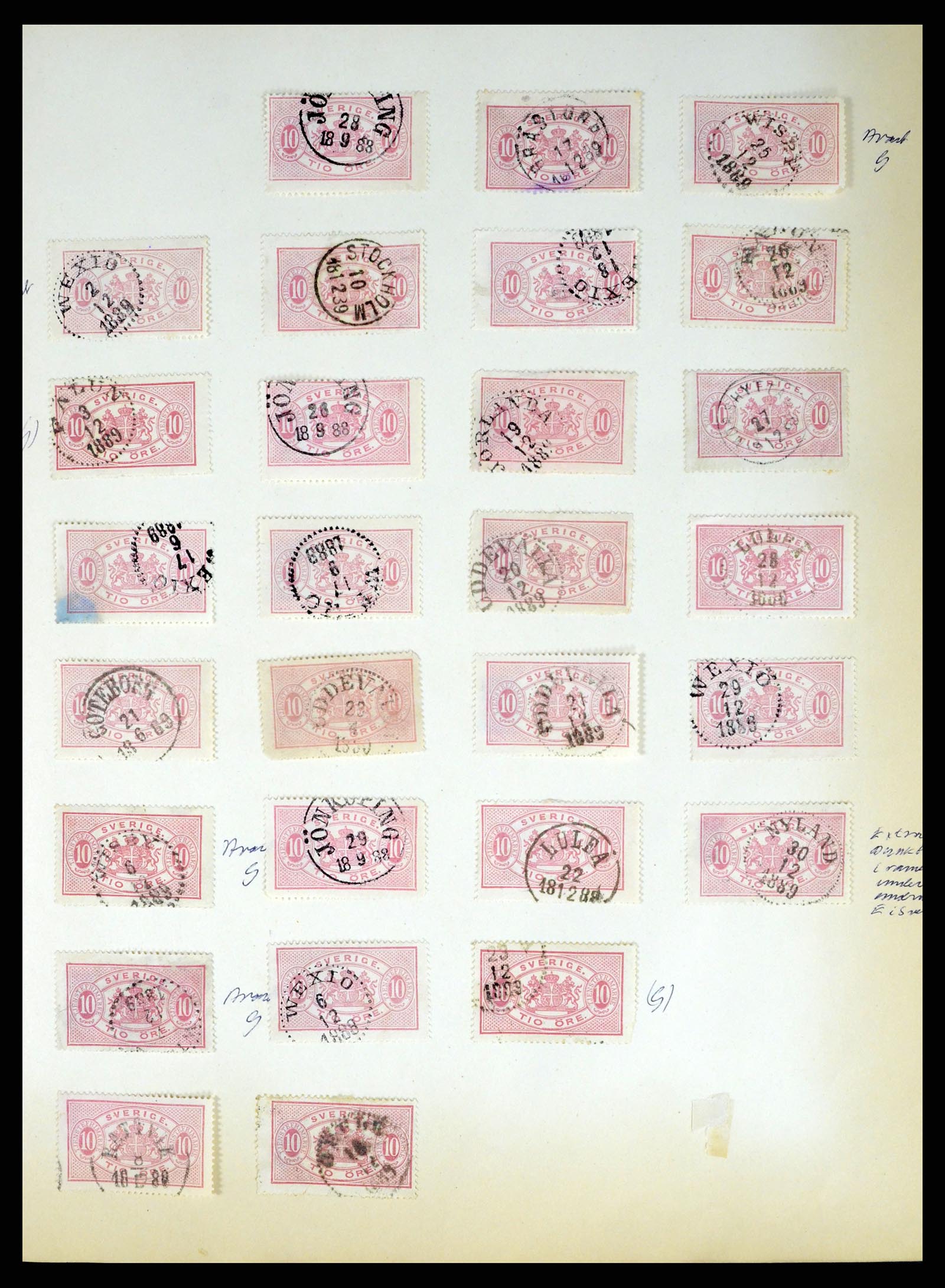 37916 011 - Stamp Collection 37916 Sweden cancels 1874-1896.