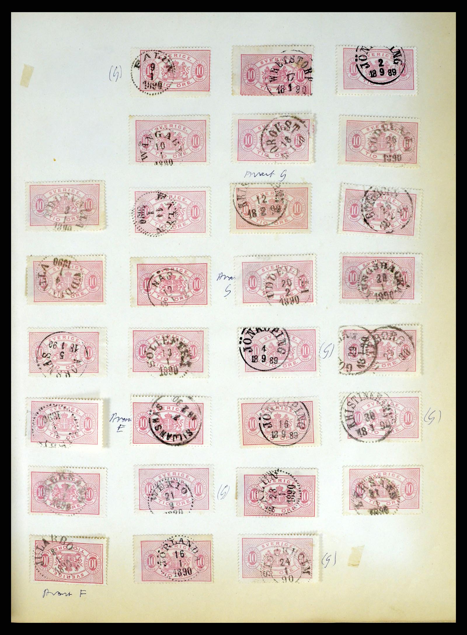 37916 012 - Stamp Collection 37916 Sweden cancels 1874-1896.