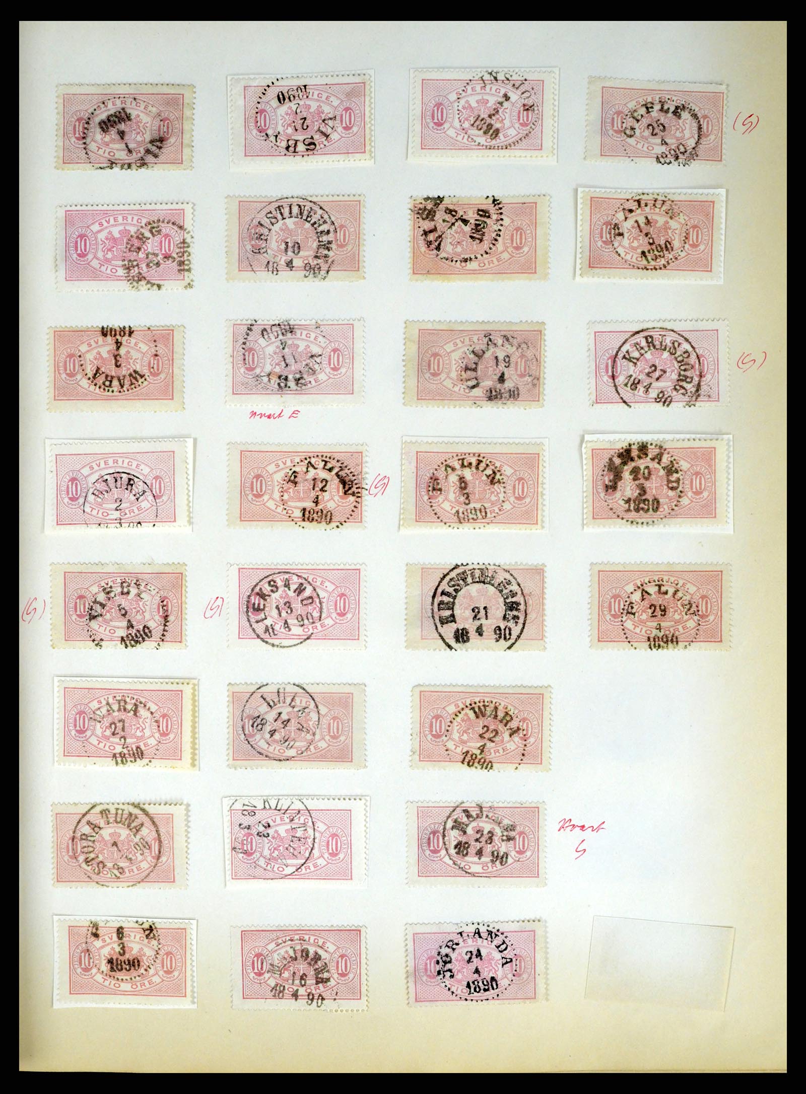 37916 013 - Stamp Collection 37916 Sweden cancels 1874-1896.