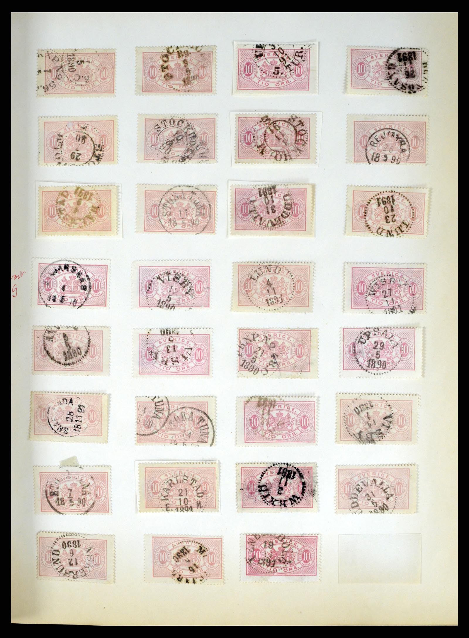 37916 014 - Postzegelverzameling 37916 Zweden stempels 1874-1896.