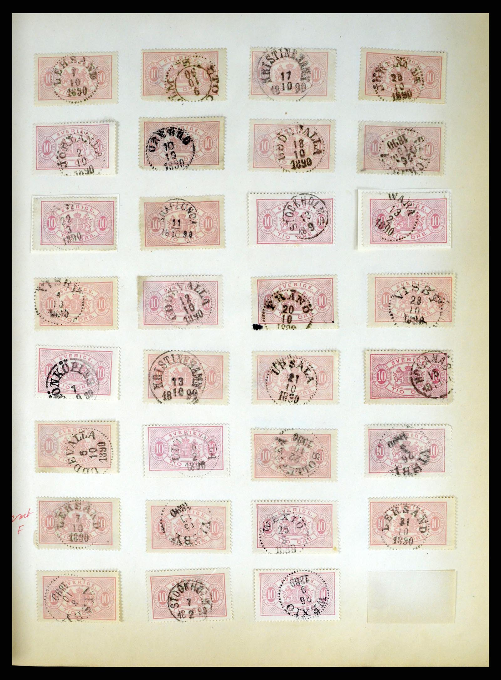 37916 017 - Stamp Collection 37916 Sweden cancels 1874-1896.