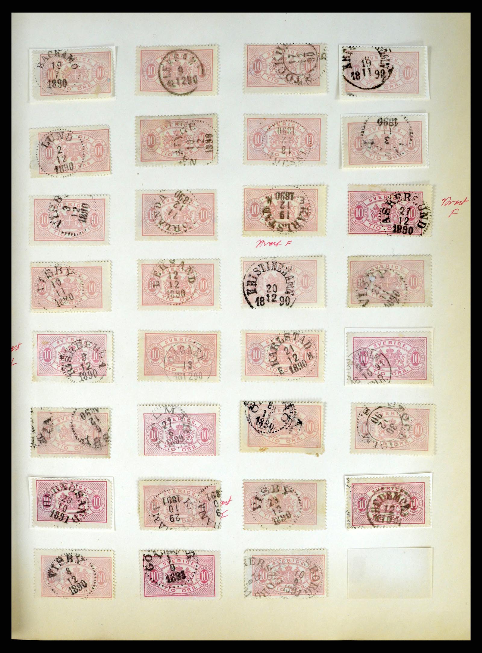 37916 018 - Stamp Collection 37916 Sweden cancels 1874-1896.