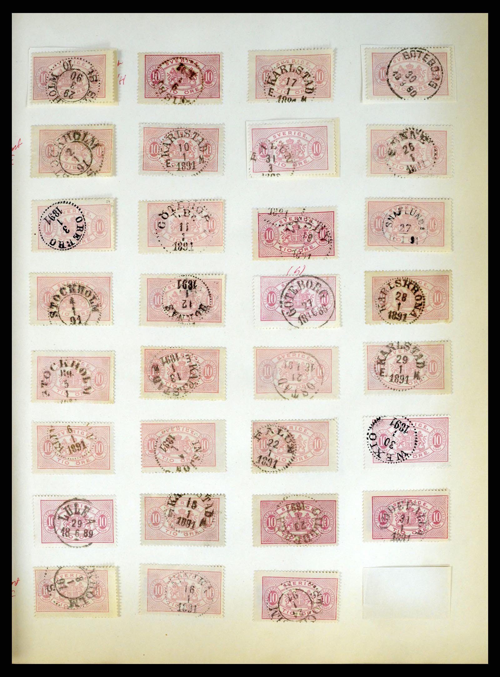37916 019 - Stamp Collection 37916 Sweden cancels 1874-1896.