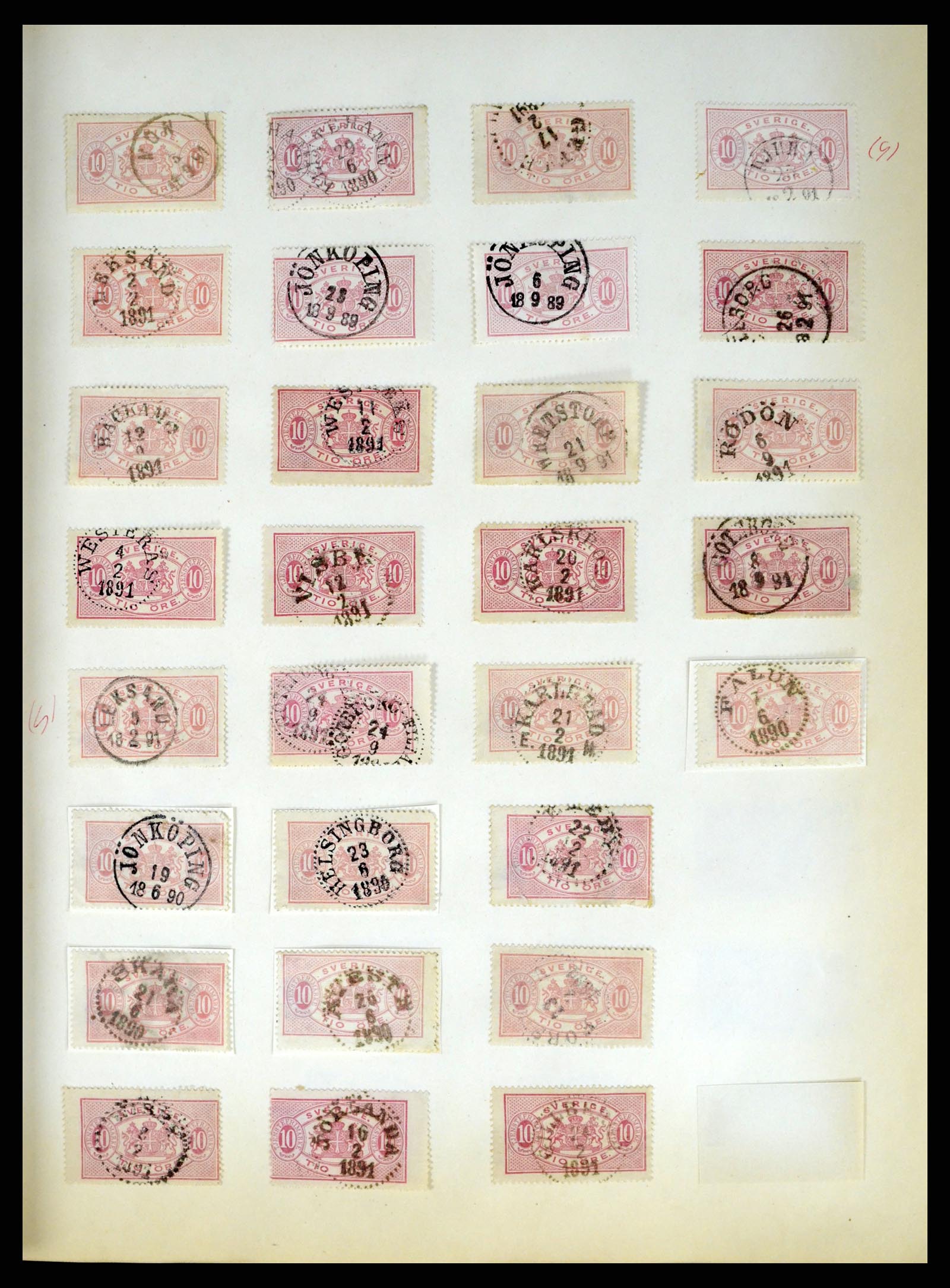 37916 020 - Stamp Collection 37916 Sweden cancels 1874-1896.