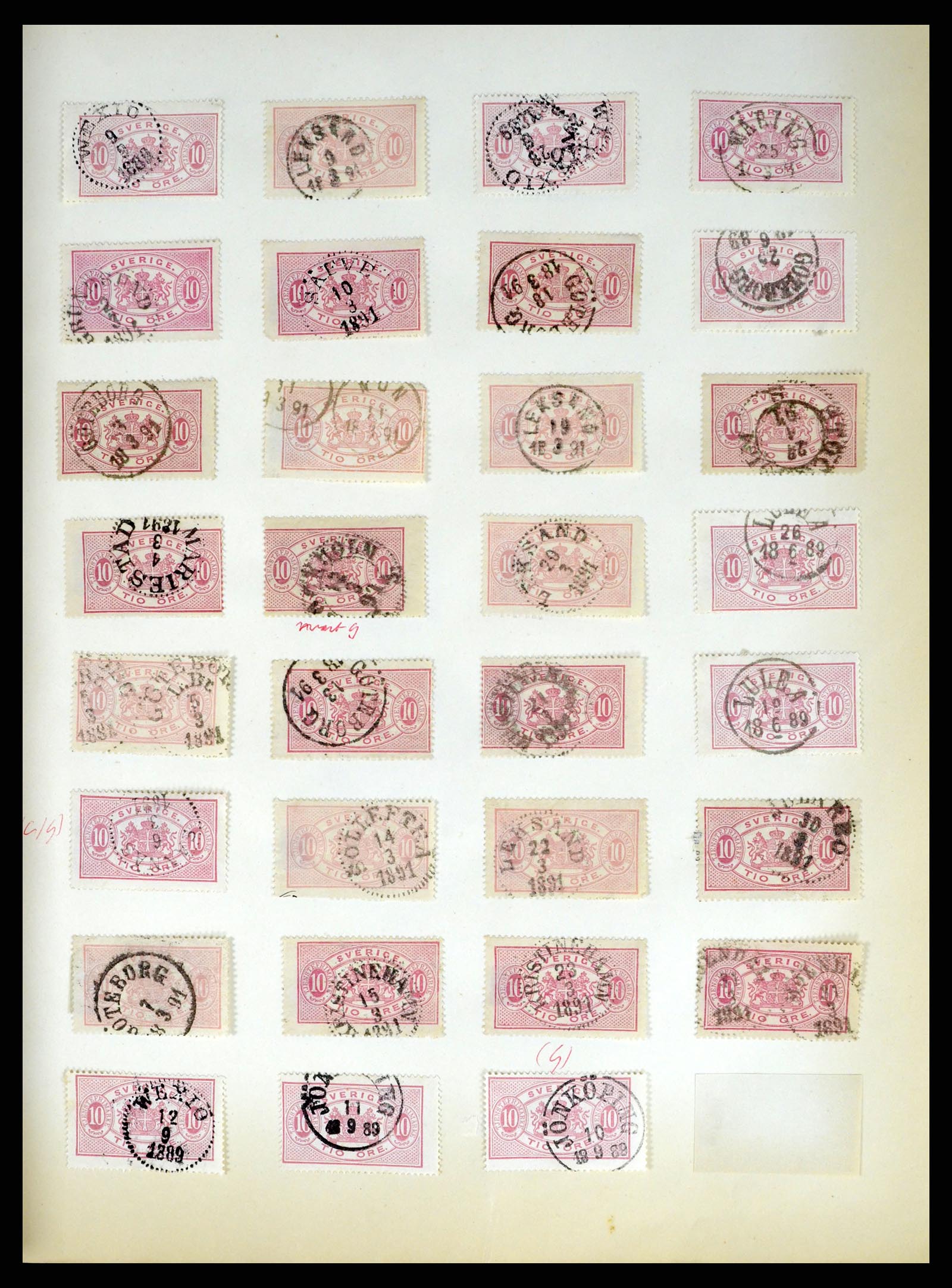 37916 021 - Stamp Collection 37916 Sweden cancels 1874-1896.