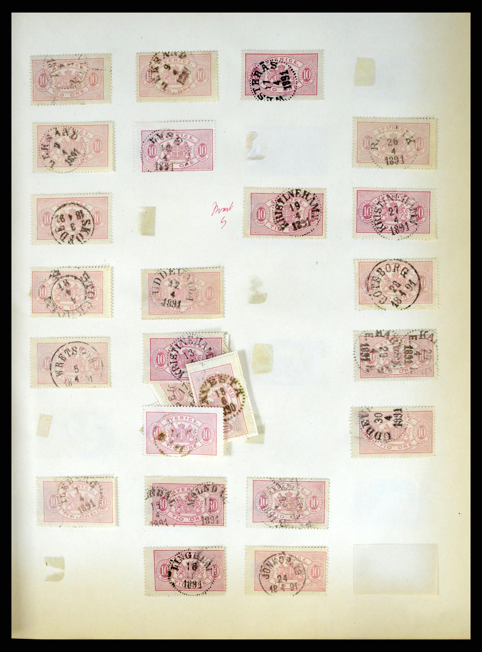 37916 022 - Stamp Collection 37916 Sweden cancels 1874-1896.