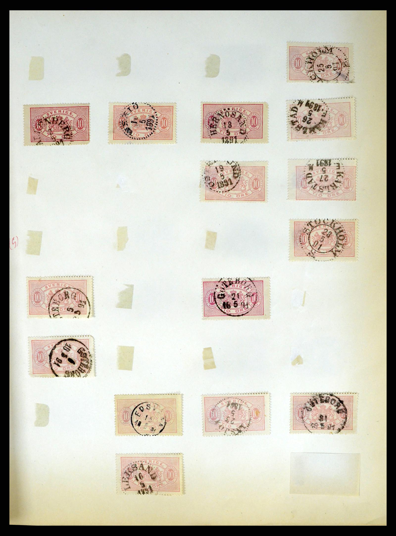 37916 023 - Stamp Collection 37916 Sweden cancels 1874-1896.