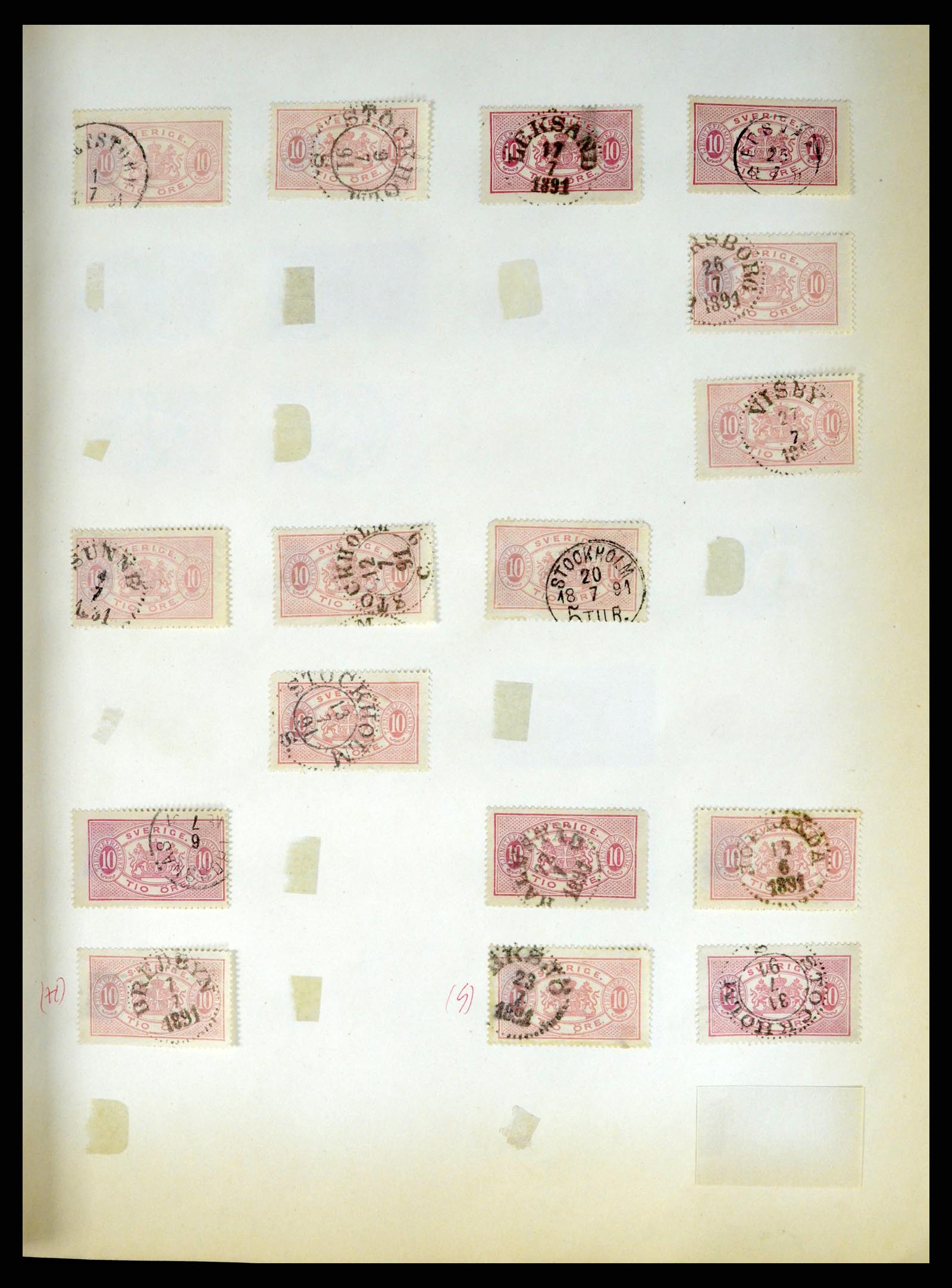 37916 024 - Stamp Collection 37916 Sweden cancels 1874-1896.