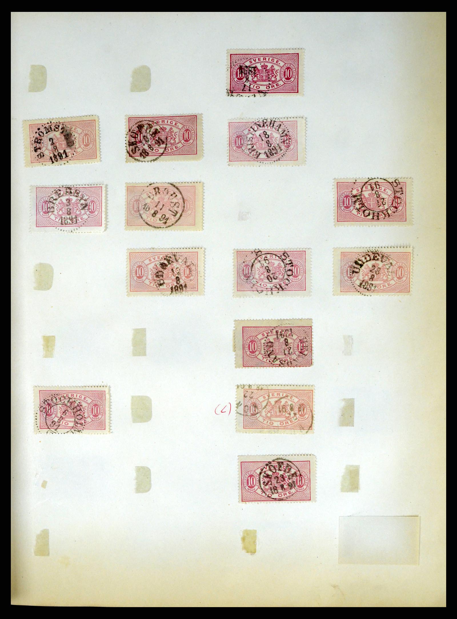 37916 025 - Stamp Collection 37916 Sweden cancels 1874-1896.