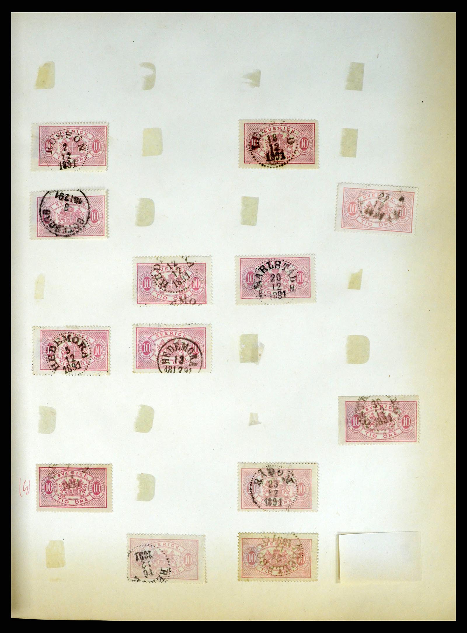37916 026 - Stamp Collection 37916 Sweden cancels 1874-1896.