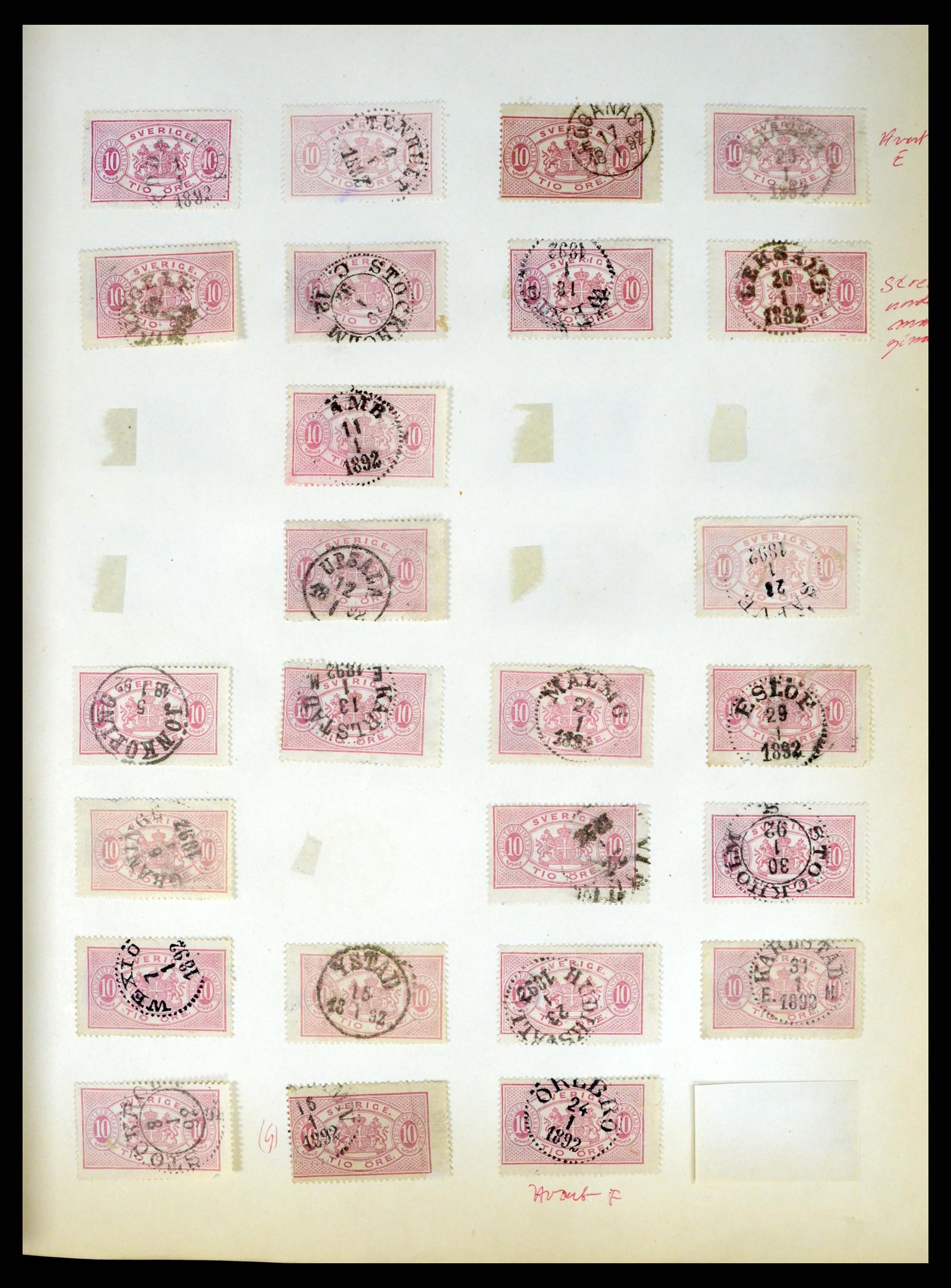 37916 027 - Stamp Collection 37916 Sweden cancels 1874-1896.