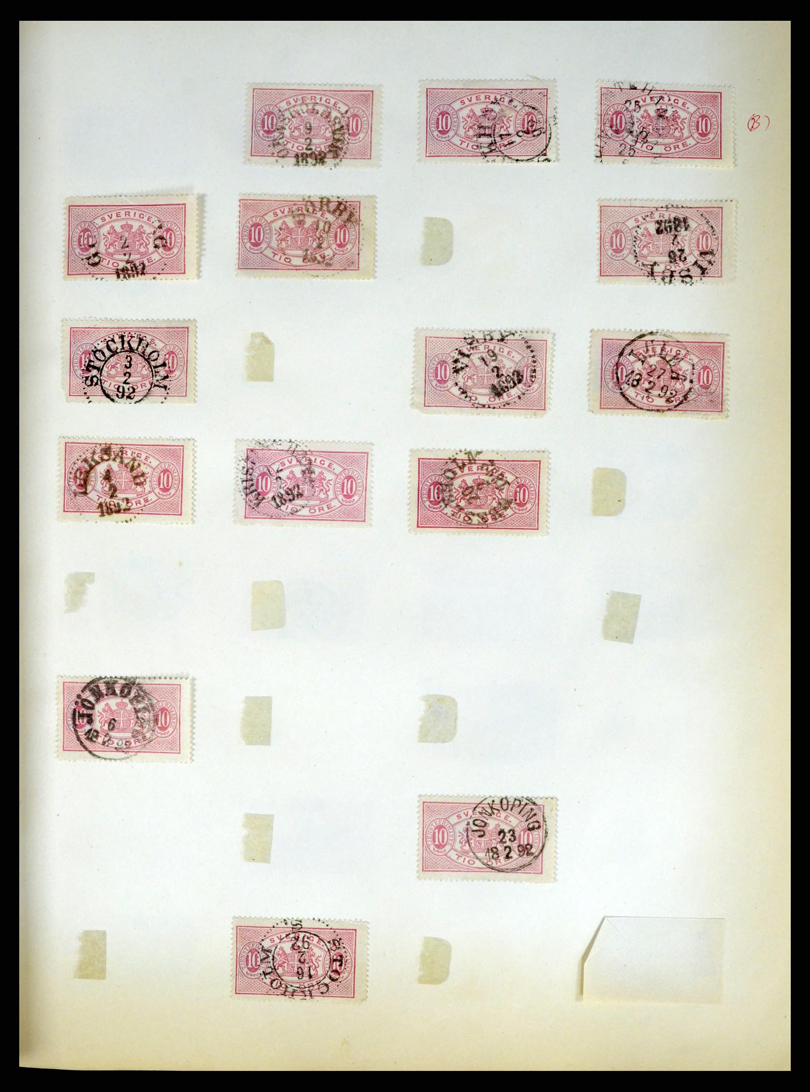 37916 028 - Stamp Collection 37916 Sweden cancels 1874-1896.