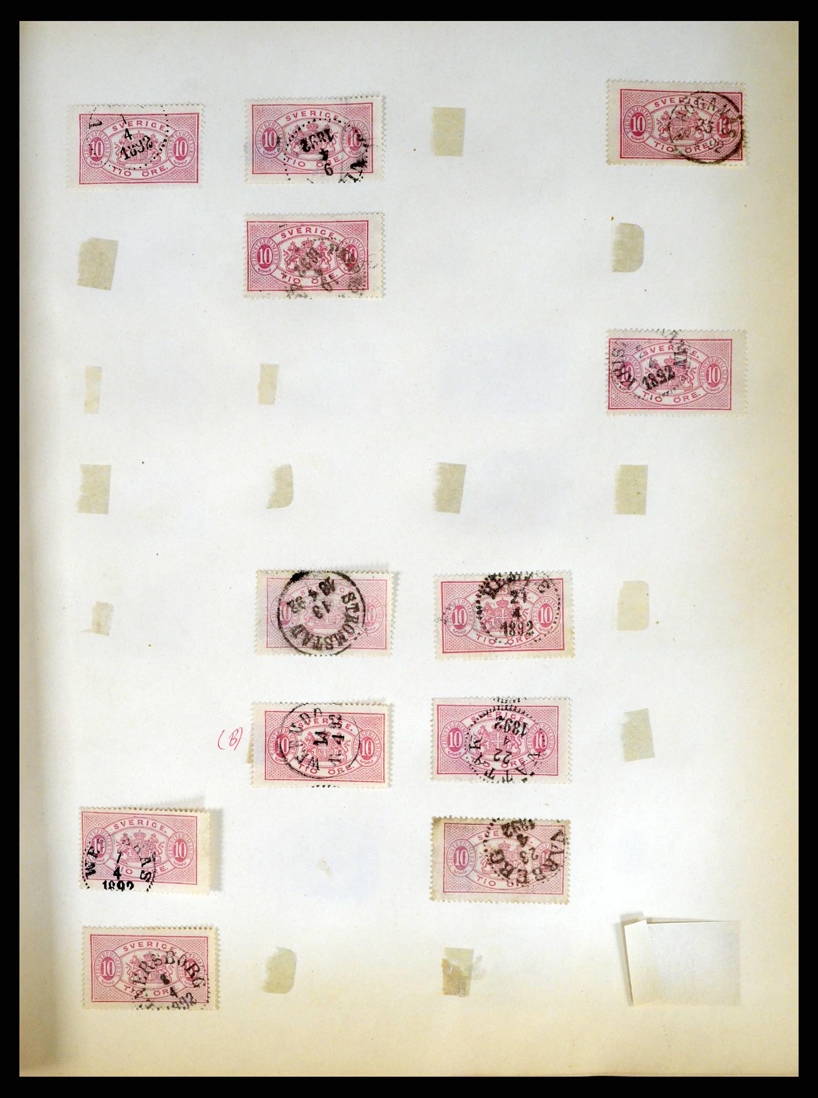 37916 030 - Stamp Collection 37916 Sweden cancels 1874-1896.